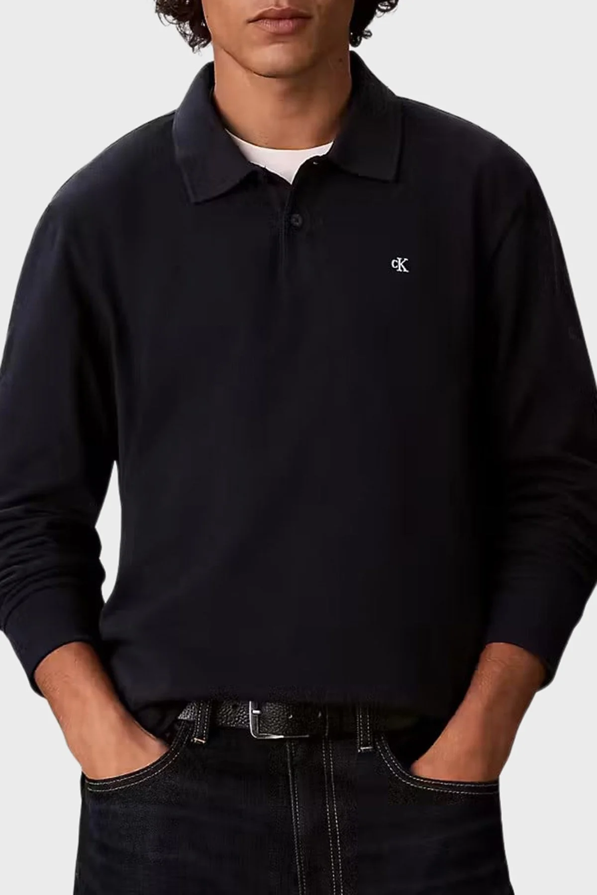 Calvin Klein Logolu % 100 Pamuk Düğmeli LV04RH263GCEF Erkek Polo LV04RH263G CEF Lacivert - 1