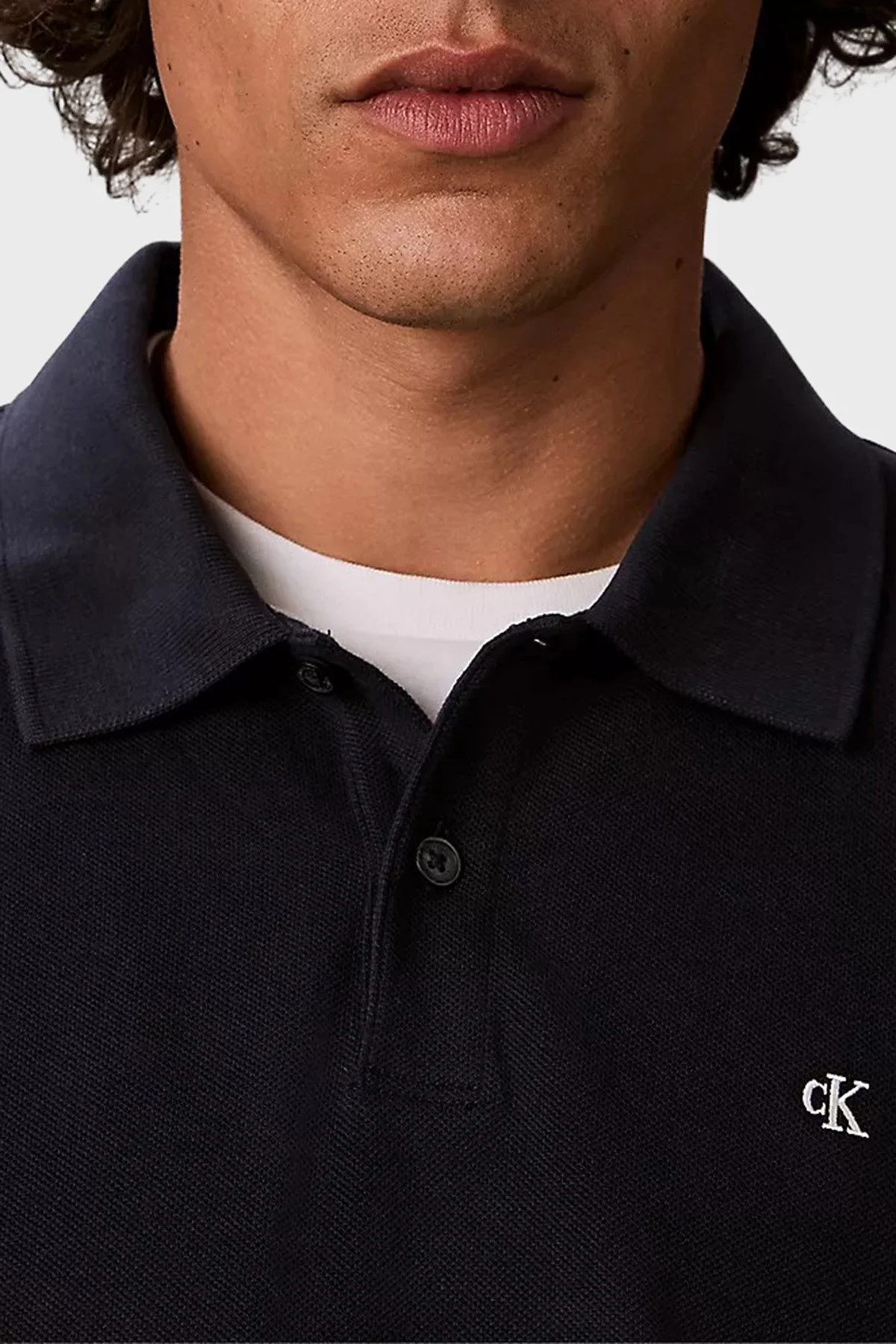 Calvin Klein Logolu % 100 Pamuk Düğmeli LV04RH263GCEF Erkek Polo LV04RH263G CEF Lacivert - 5