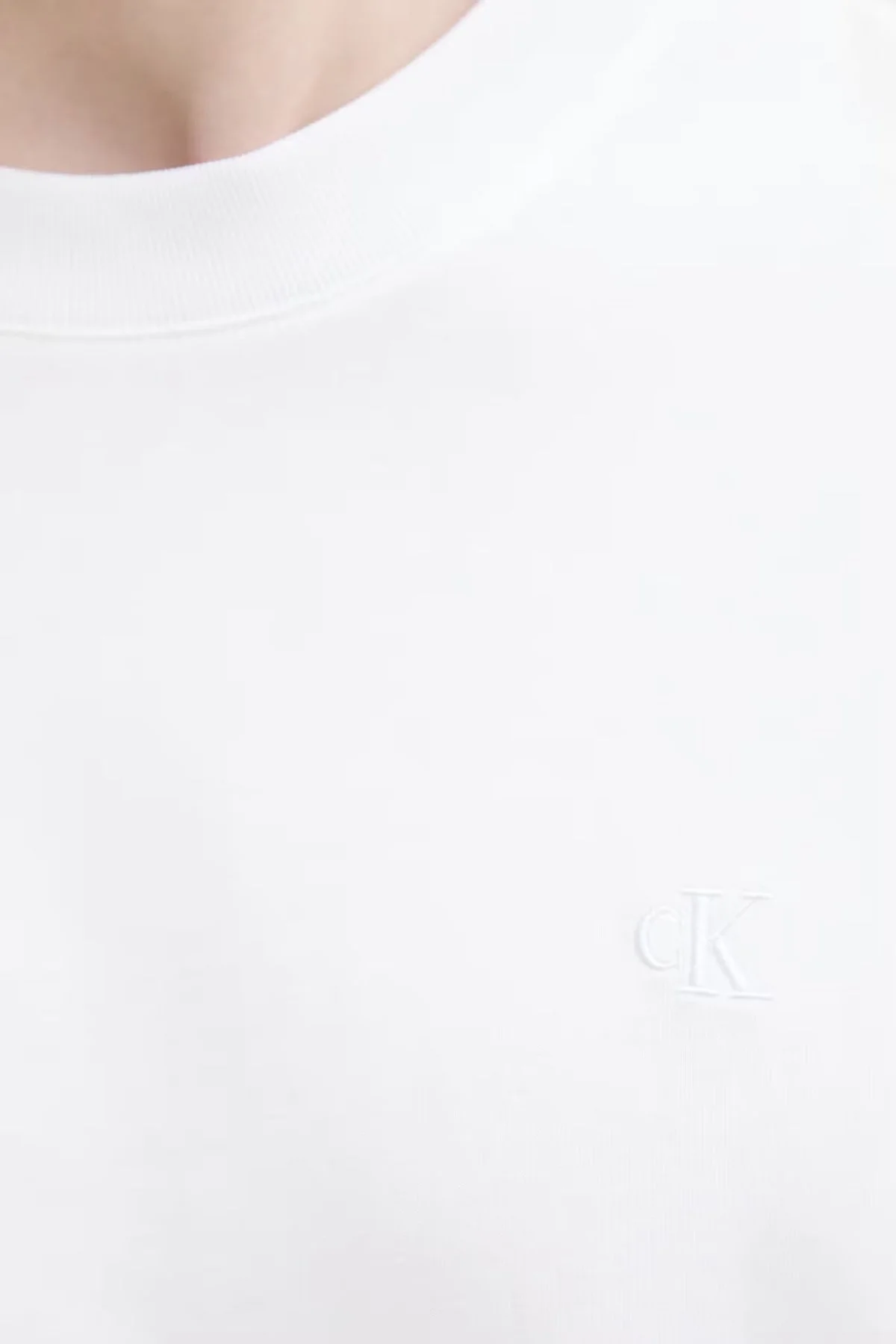 Calvin Klein Logolu % 100 Pamuk Oversize LV04RAB806YAF Erkek T Shirt LV04RAB806 YAF BEYAZ - 5