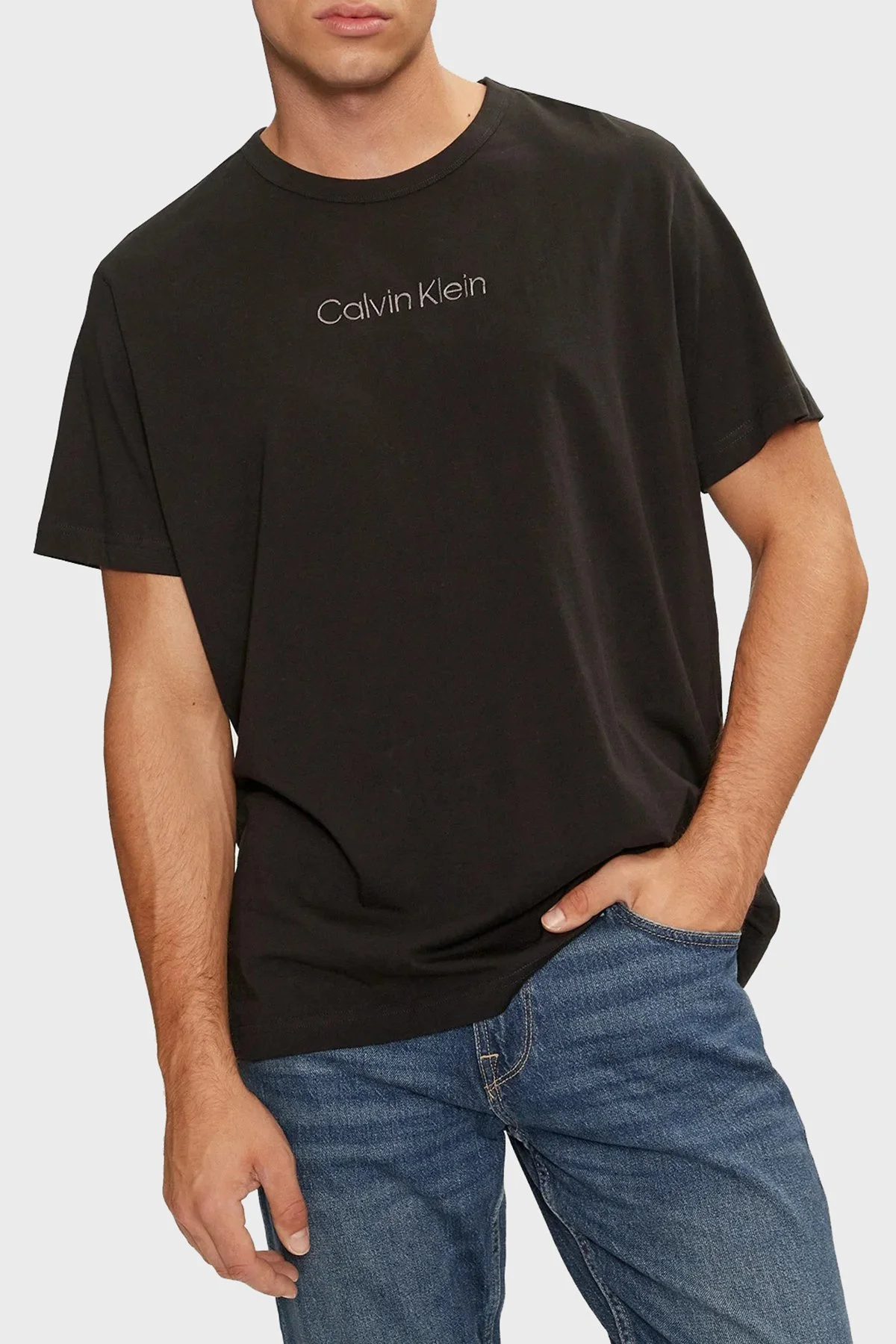 Calvin Klein Logolu % 100 Pamuk Regular Fit Bisiklet Yaka 000NM2748EUB1 Erkek T Shirt 000NM2748E UB1 SİYAH - 1