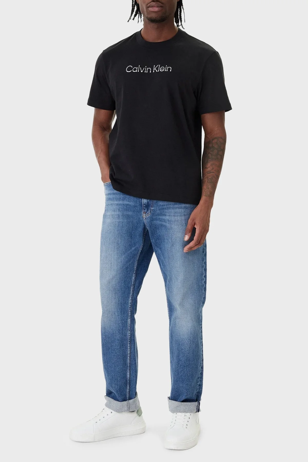 Calvin Klein Logolu % 100 Pamuk Regular Fit Bisiklet Yaka LV04LF813GUB1 Erkek T Shirt LV04LF813G UB1 SİYAH - 2