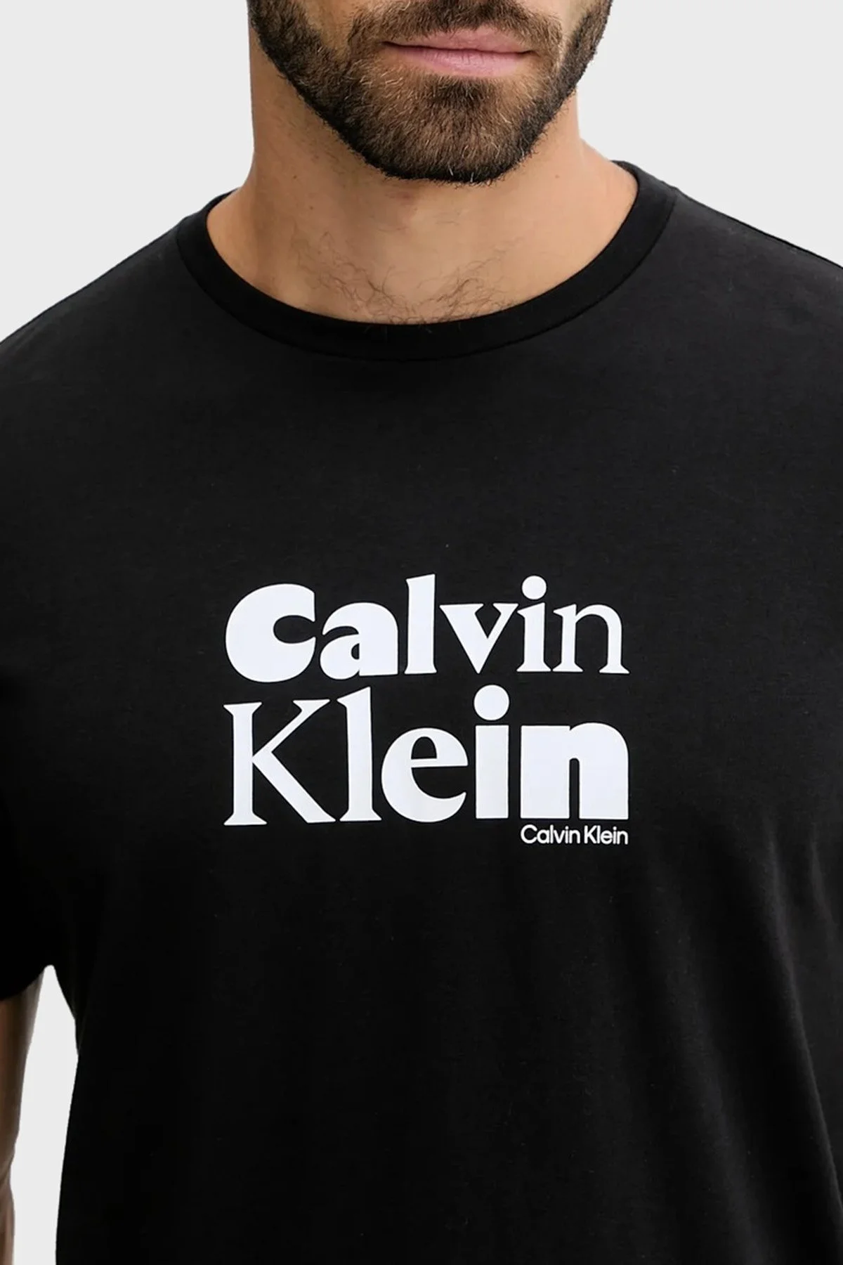 Calvin Klein Logolu % 100 Pamuk Regular Fit Bisiklet Yaka LV04RD820GUB1 Erkek T Shirt LV04RD820G UB1 SİYAH - 3