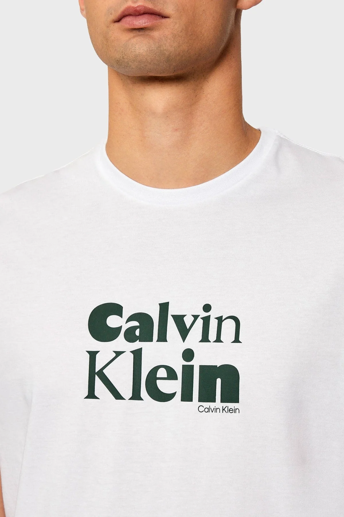 Calvin Klein Logolu % 100 Pamuk Regular Fit Bisiklet Yaka LV04RD820GYAA Erkek T Shirt LV04RD820G YAA BEYAZ - 4