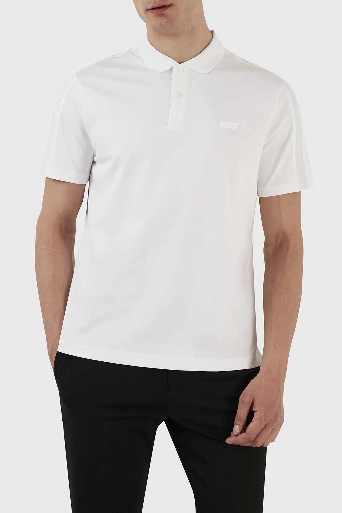 Calvin Klein Logolu % 100 Pamuk Regular Fit K10K110788YAF Erkek Polo T Shirt K10K110788 YAF BEYAZ - 1
