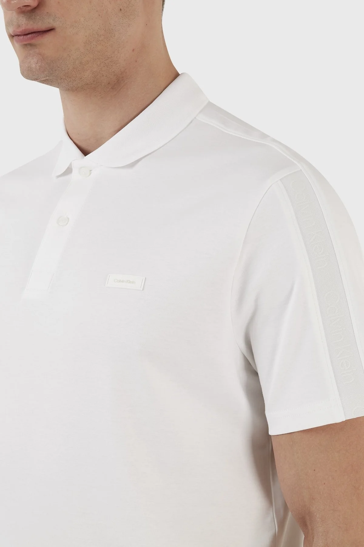 Calvin Klein Logolu % 100 Pamuk Regular Fit K10K110788YAF Erkek Polo T Shirt K10K110788 YAF BEYAZ - 5