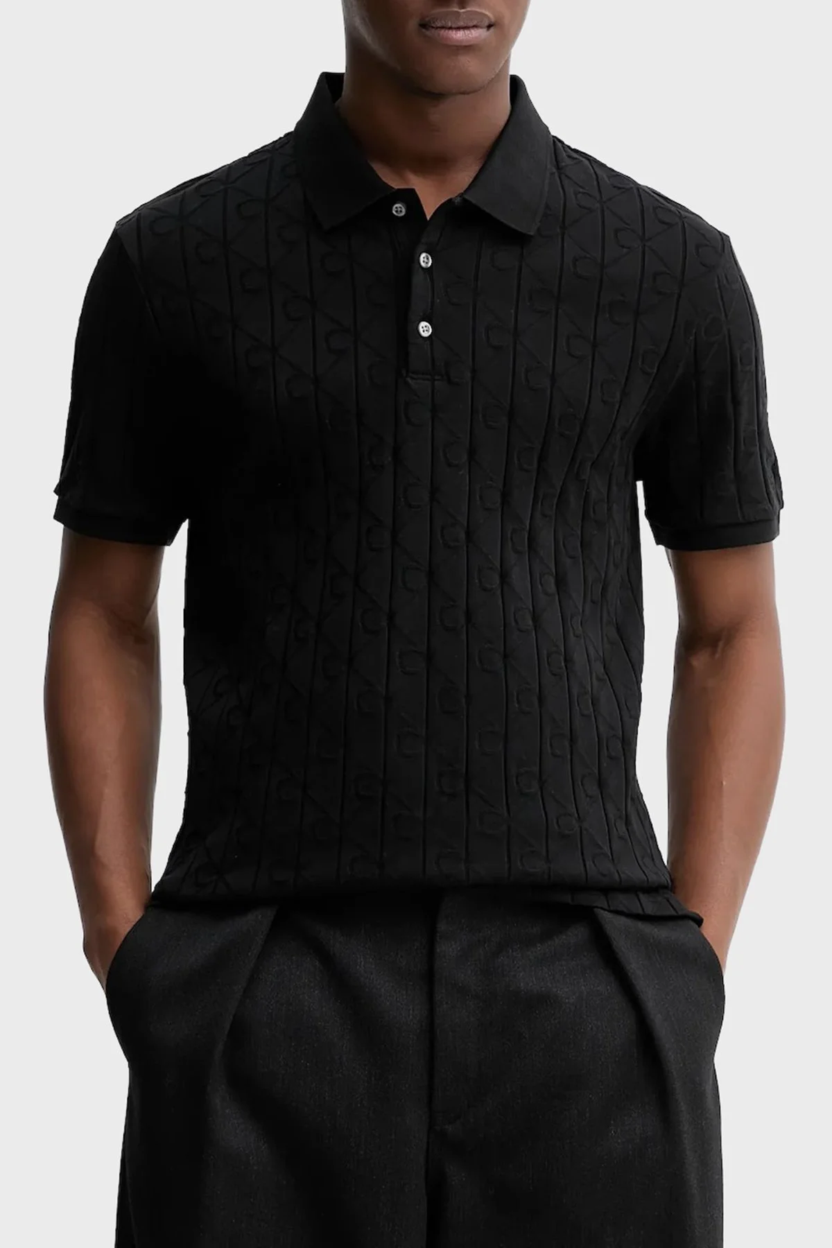 Calvin Klein Logolu % 100 Pamuk Regular Fit LV04LE203GUB1 Erkek Polo LV04LE203G UB1 SİYAH - 1