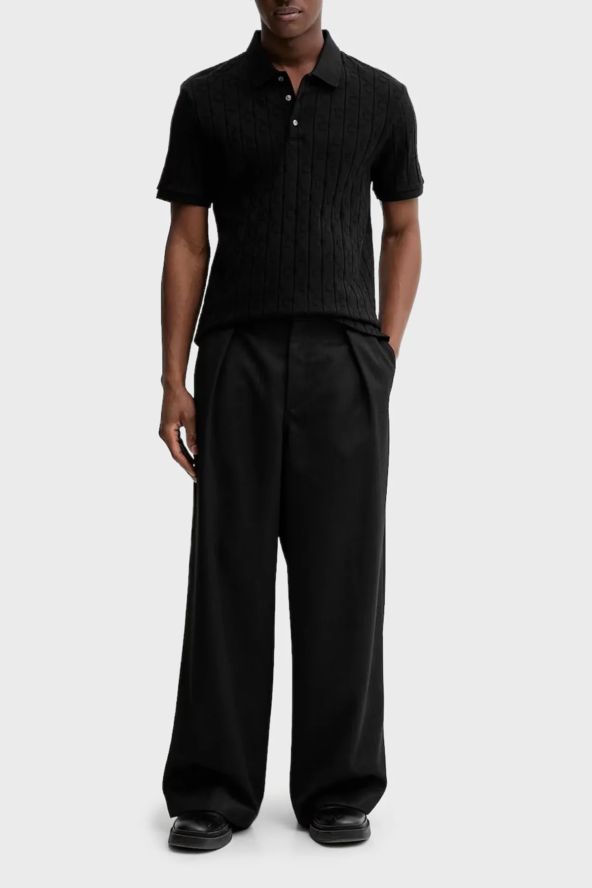 Calvin Klein Logolu % 100 Pamuk Regular Fit LV04LE203GUB1 Erkek Polo LV04LE203G UB1 SİYAH - 2