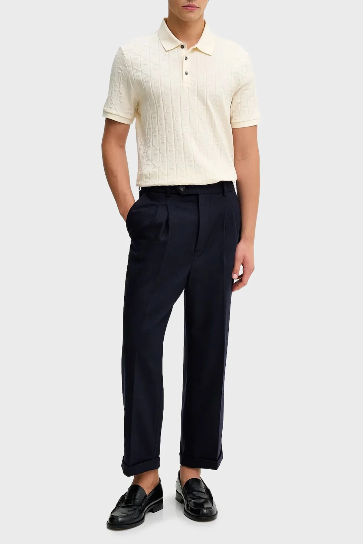 Calvin Klein Logolu % 100 Pamuk Regular Fit LV04LE203GYAC Erkek Polo LV04LE203G YAC BEYAZ - 2