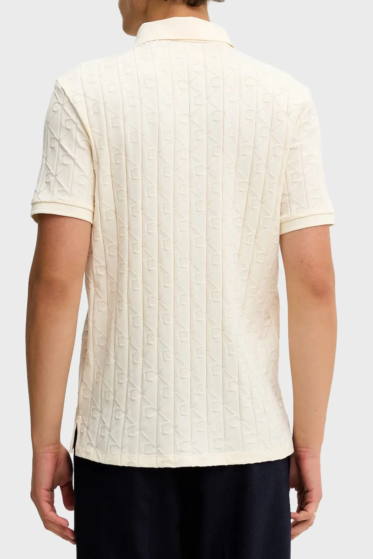 Calvin Klein Logolu % 100 Pamuk Regular Fit LV04LE203GYAC Erkek Polo LV04LE203G YAC BEYAZ - 3