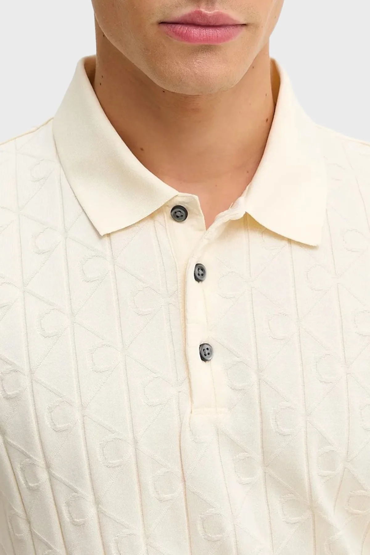 Calvin Klein Logolu % 100 Pamuk Regular Fit LV04LE203GYAC Erkek Polo LV04LE203G YAC BEYAZ - 4