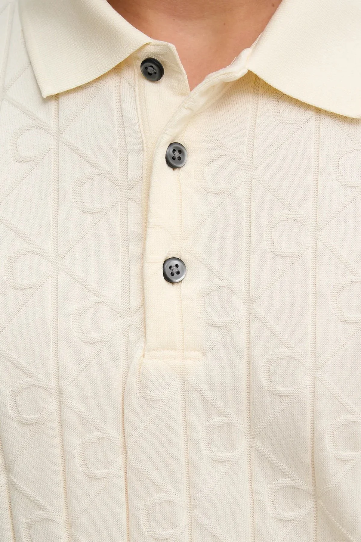 Calvin Klein Logolu % 100 Pamuk Regular Fit LV04LE203GYAC Erkek Polo LV04LE203G YAC BEYAZ - 5