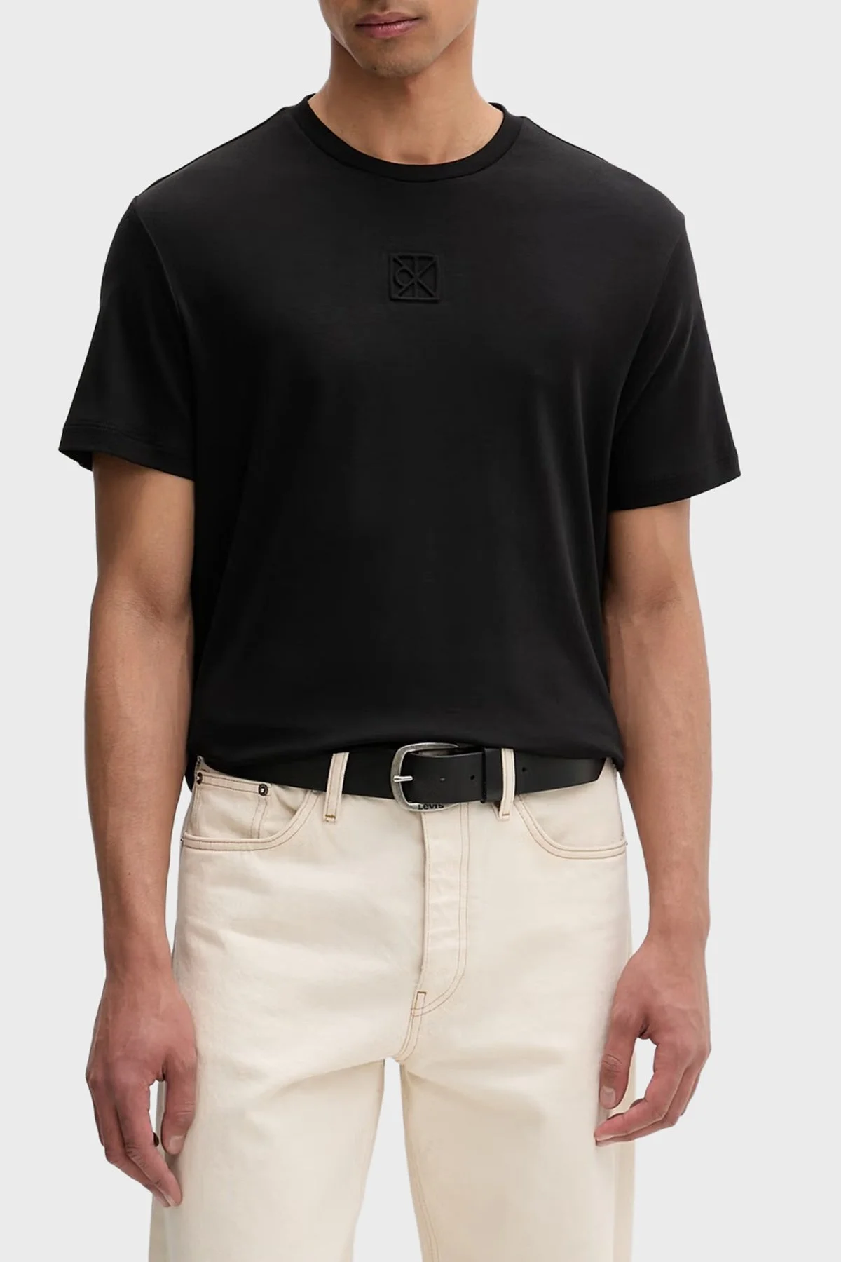 Calvin Klein Logolu % 100 Pamuk Regular Fit LV04LF243GUB1 Erkek T Shirt LV04LF243G UB1 SİYAH - 1