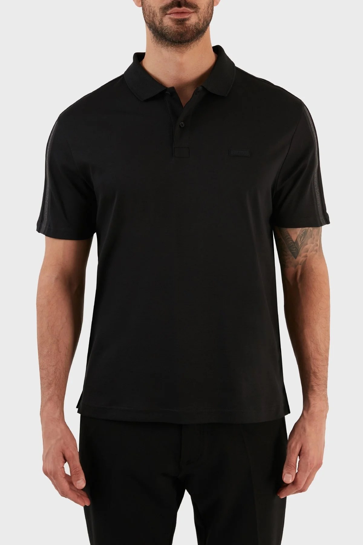 Calvin Klein Logolu % 100 Pamuk Regular Fit Polo Erkek T Shirt K10K110788 BEH SİYAH - 1