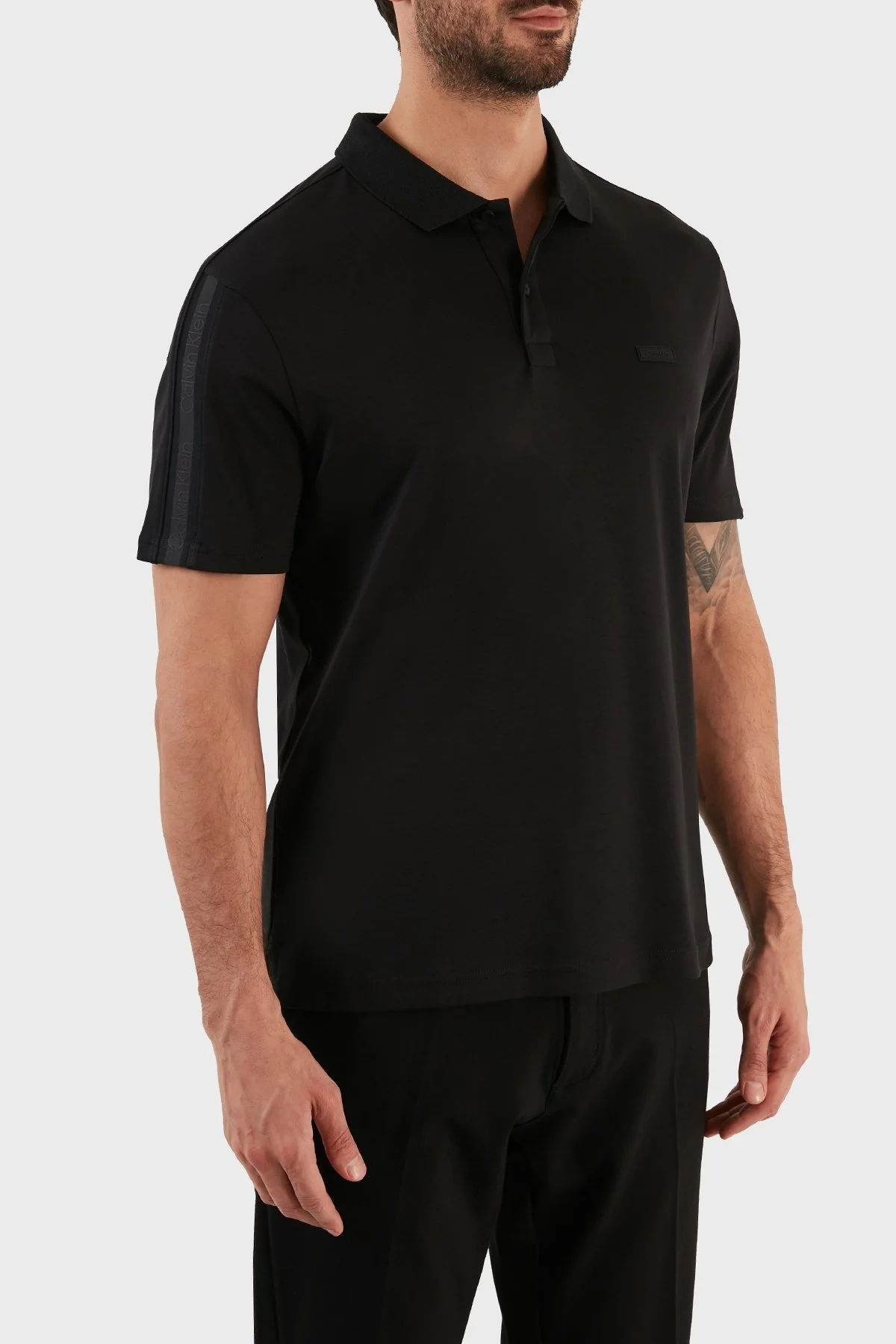 Calvin Klein Logolu % 100 Pamuk Regular Fit Polo Erkek T Shirt K10K110788 BEH SİYAH - 2