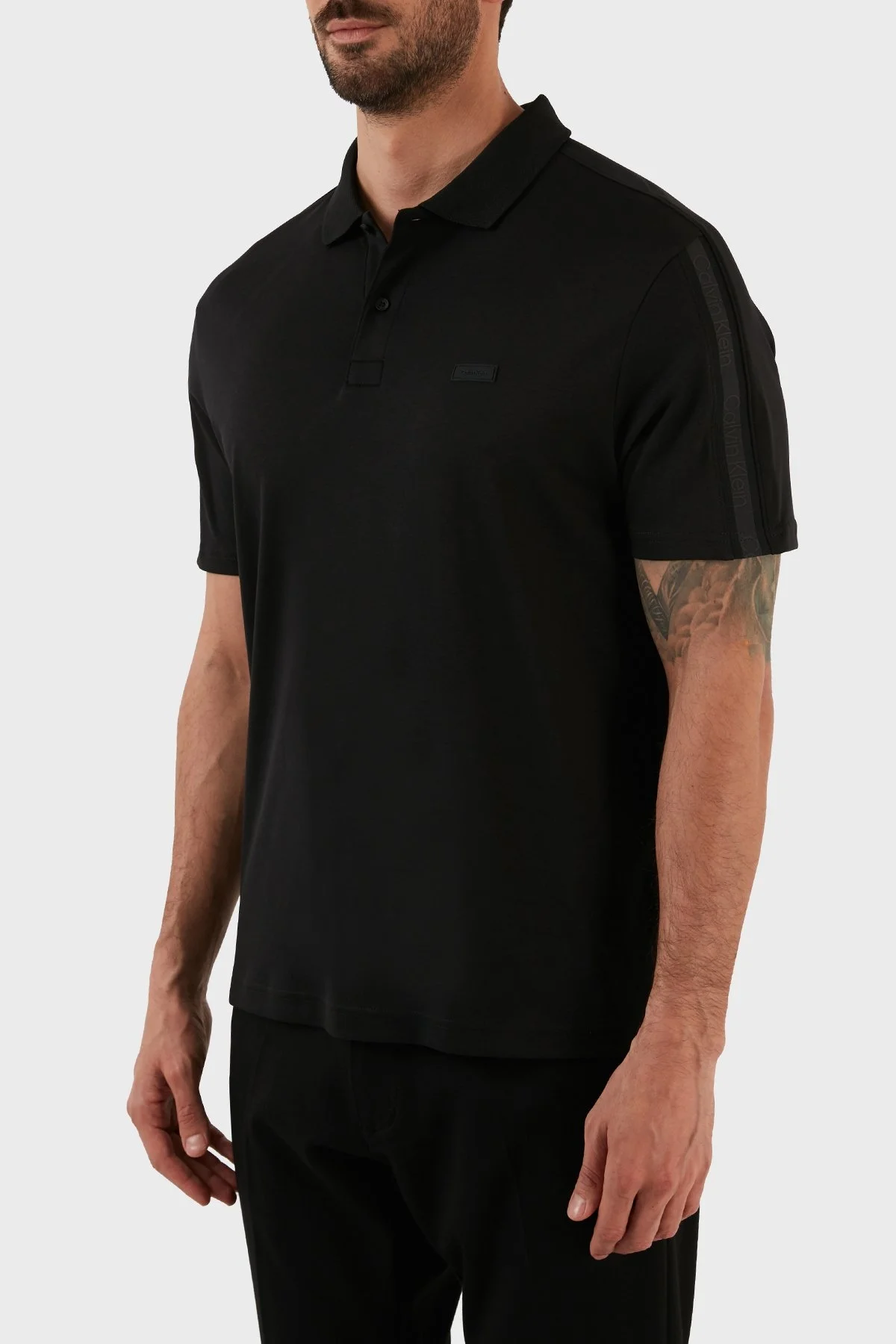 Calvin Klein Logolu % 100 Pamuk Regular Fit Polo Erkek T Shirt K10K110788 BEH SİYAH - 3