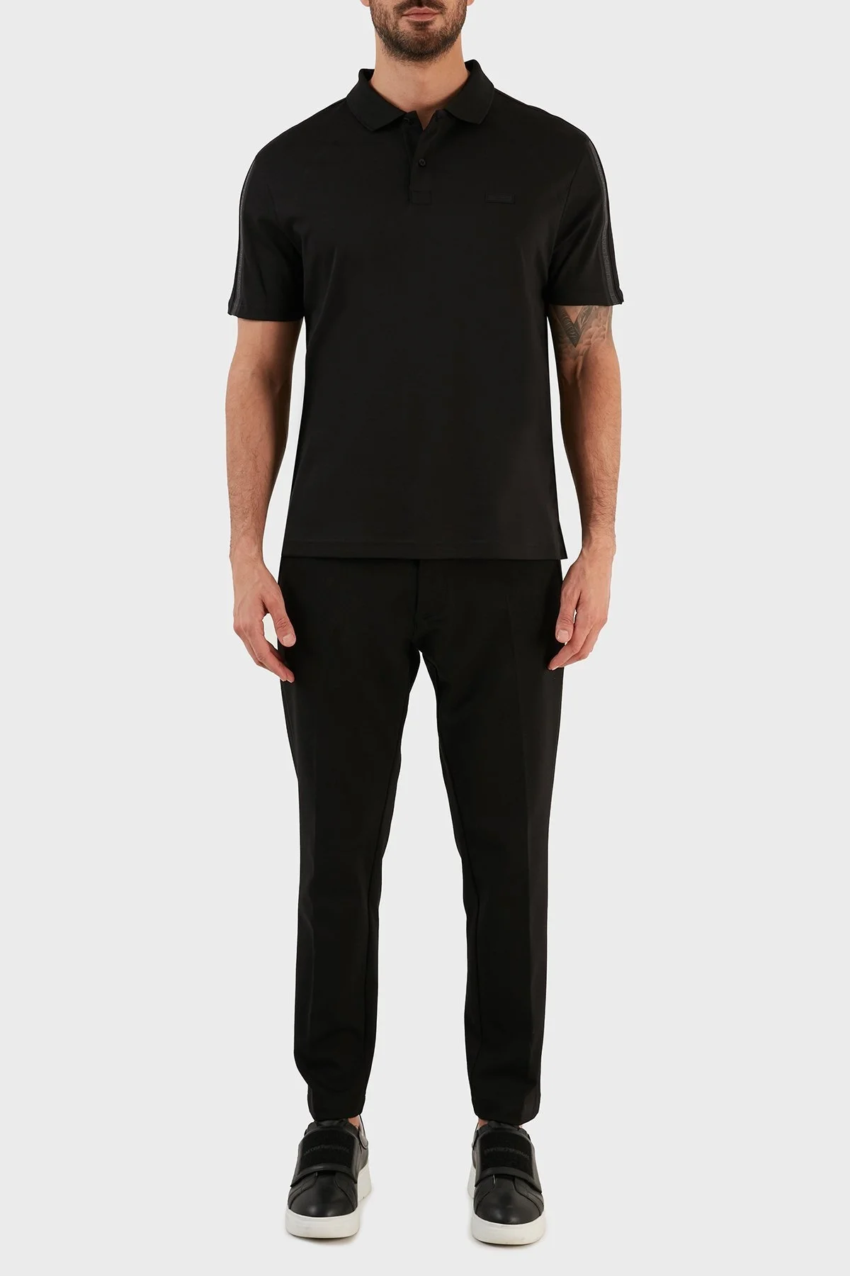 Calvin Klein Logolu % 100 Pamuk Regular Fit Polo Erkek T Shirt K10K110788 BEH SİYAH - 4