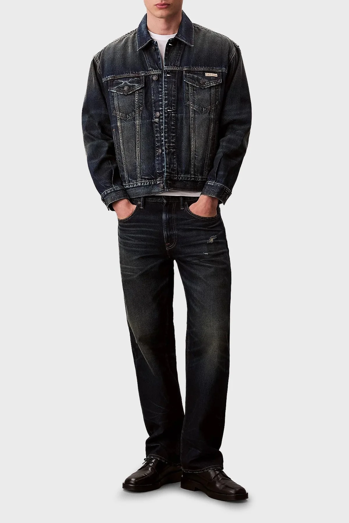 Calvin Klein Logolu % 100 Pamuk Relaxed Fit LV04RD741GZYC Erkek Kot Ceket LV04RD741G ZYC LACİVERT - 2