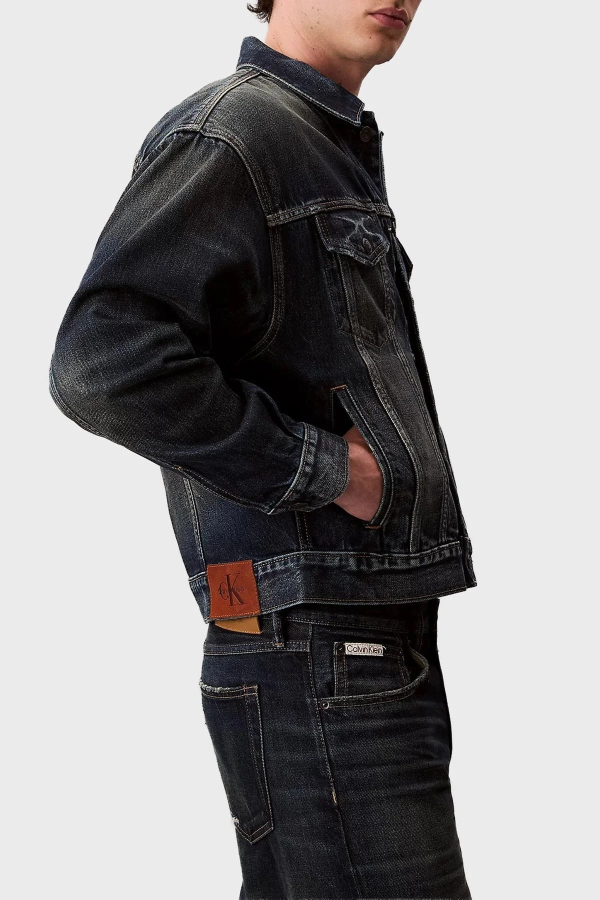 Calvin Klein Logolu % 100 Pamuk Relaxed Fit LV04RD741GZYC Erkek Kot Ceket LV04RD741G ZYC LACİVERT - 4