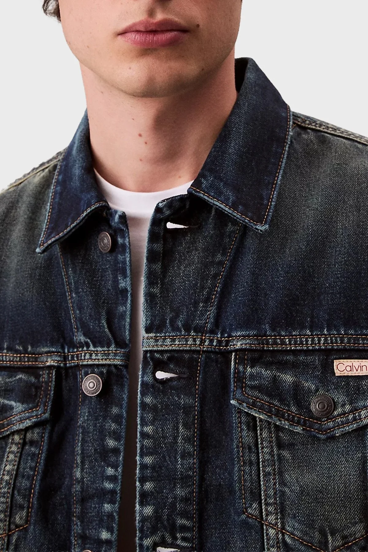 Calvin Klein Logolu % 100 Pamuk Relaxed Fit LV04RD741GZYC Erkek Kot Ceket LV04RD741G ZYC LACİVERT - 6