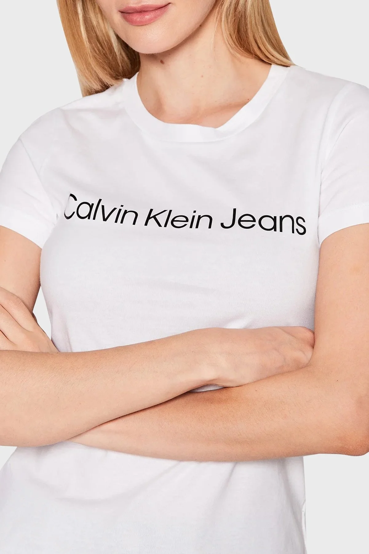 Calvin Klein Logolu % 100 Pamuk Slim Fit Bisiklet Yaka 2 Pack J20J220161YAF Bayan T Shirt J20J220161 YAF BEYAZ-SİYAH - 10