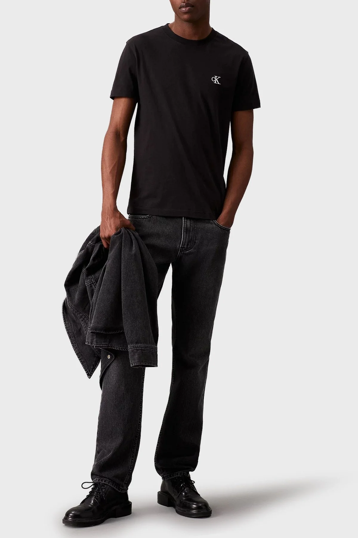 Calvin Klein Logolu % 100 Pamuk Slim Fit Bisiklet Yaka J30J314544BAE Erkek T Shirt J30J314544 BAE SİYAH - 7