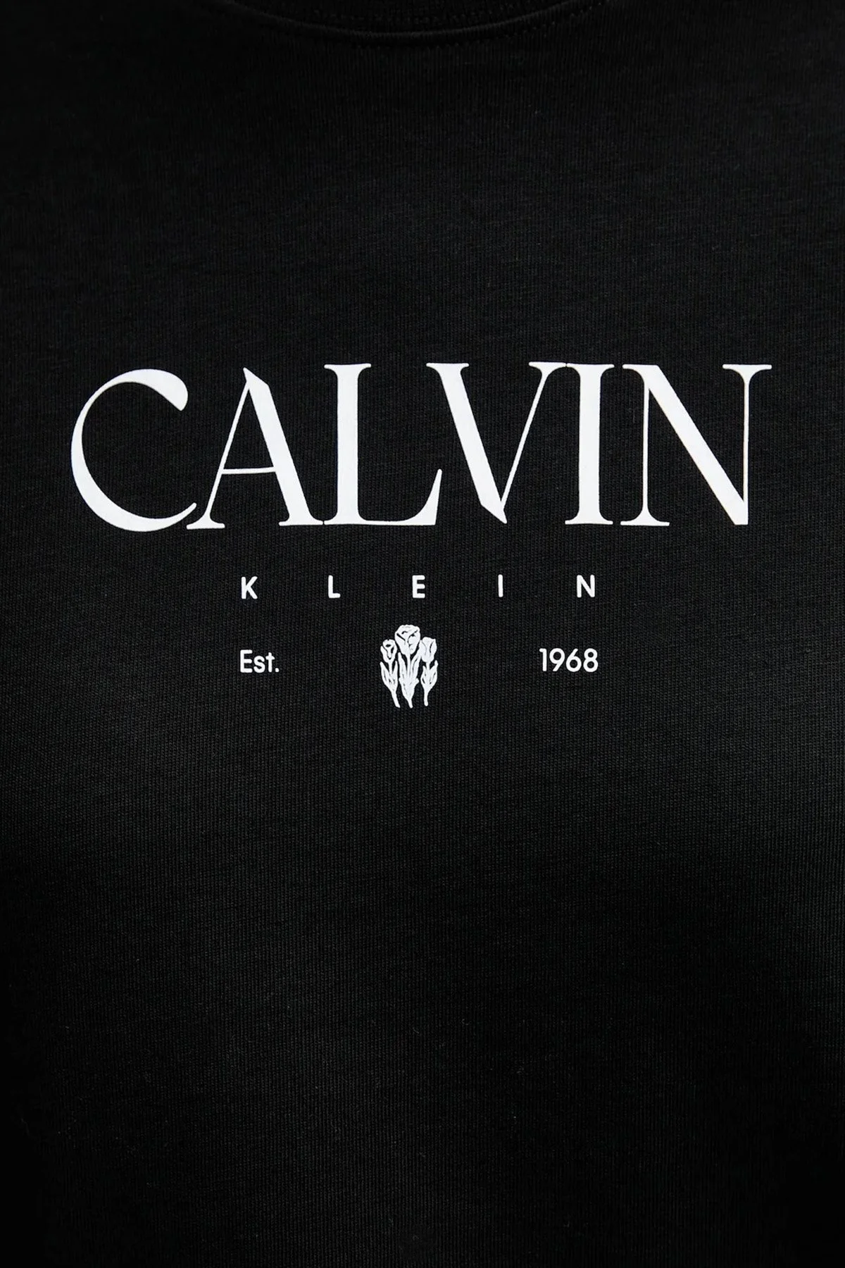 Calvin Klein Logolu % 100 Pamuk Slim Fit Bisiklet Yaka LV047E813GUB1 Bayan T Shirt LV047E813G UB1 SİYAH - 5