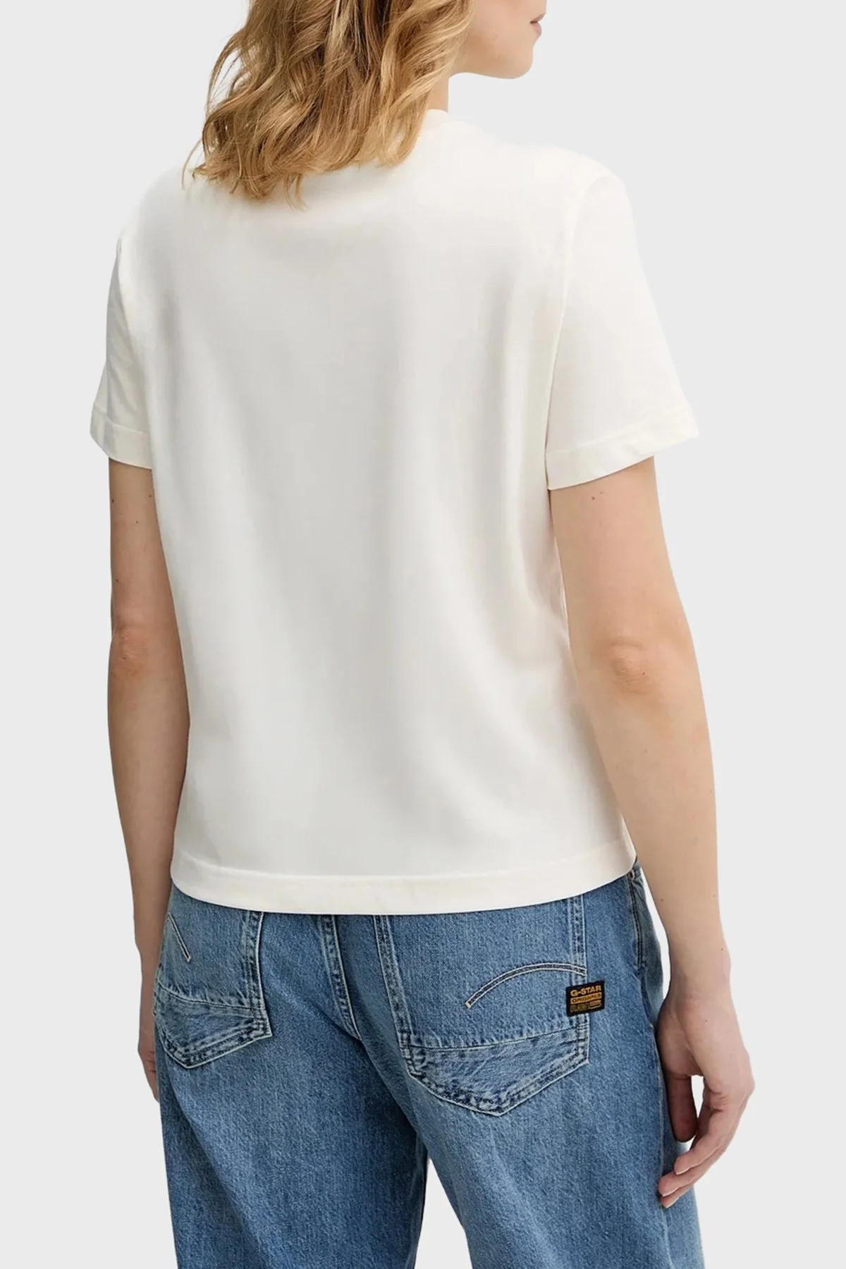 Calvin Klein Logolu % 100 Pamuk Slim Fit Bisiklet Yaka LV047E813GYBH Bayan T Shirt LV047E813G YBH KREM - 3