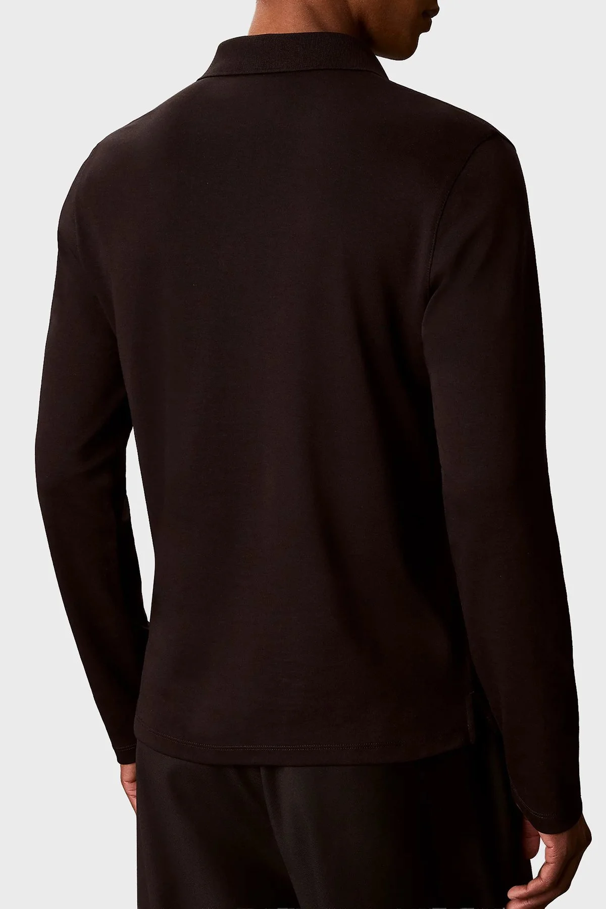 Calvin Klein Logolu % 100 Pamuk Uzun Kollu Düğmeli Erkek Polo LV04LH240G UB1 Siyah - 3