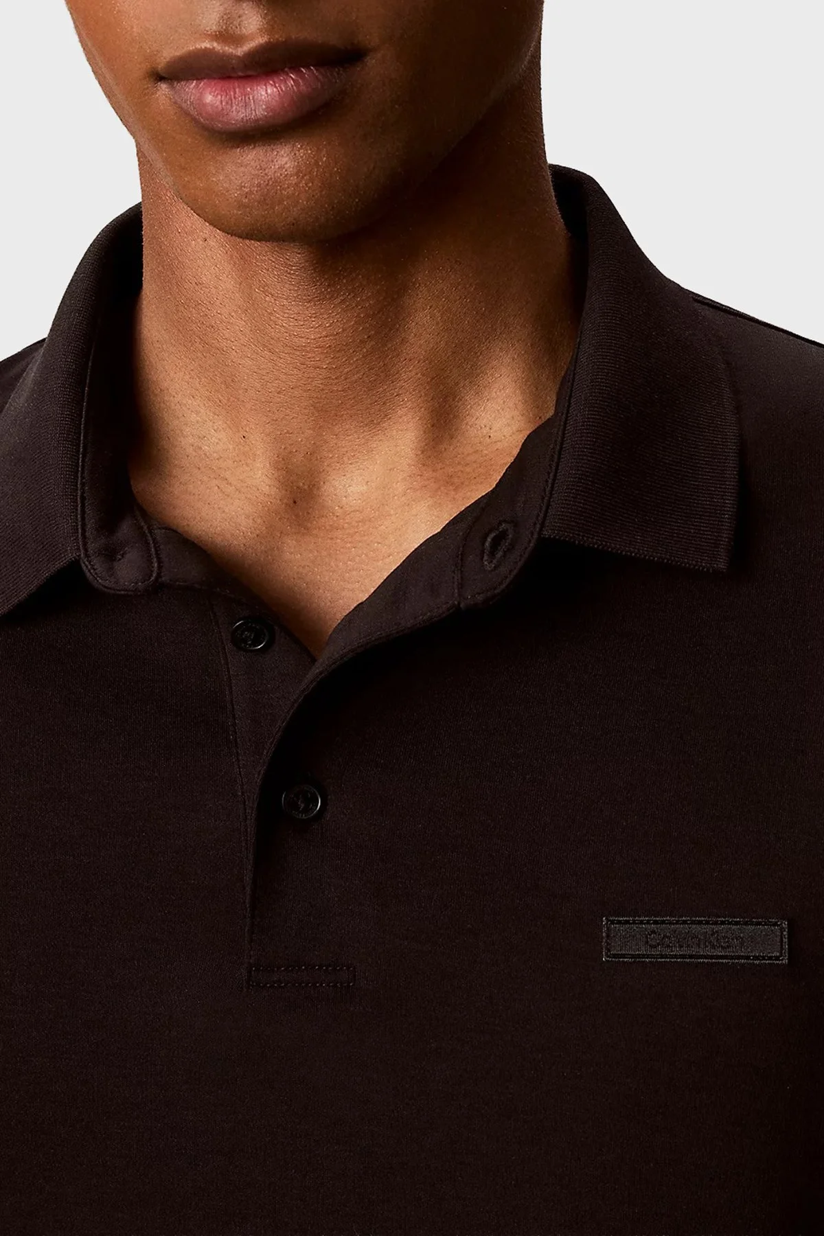 Calvin Klein Logolu % 100 Pamuk Uzun Kollu Düğmeli Erkek Polo LV04LH240G UB1 Siyah - 4