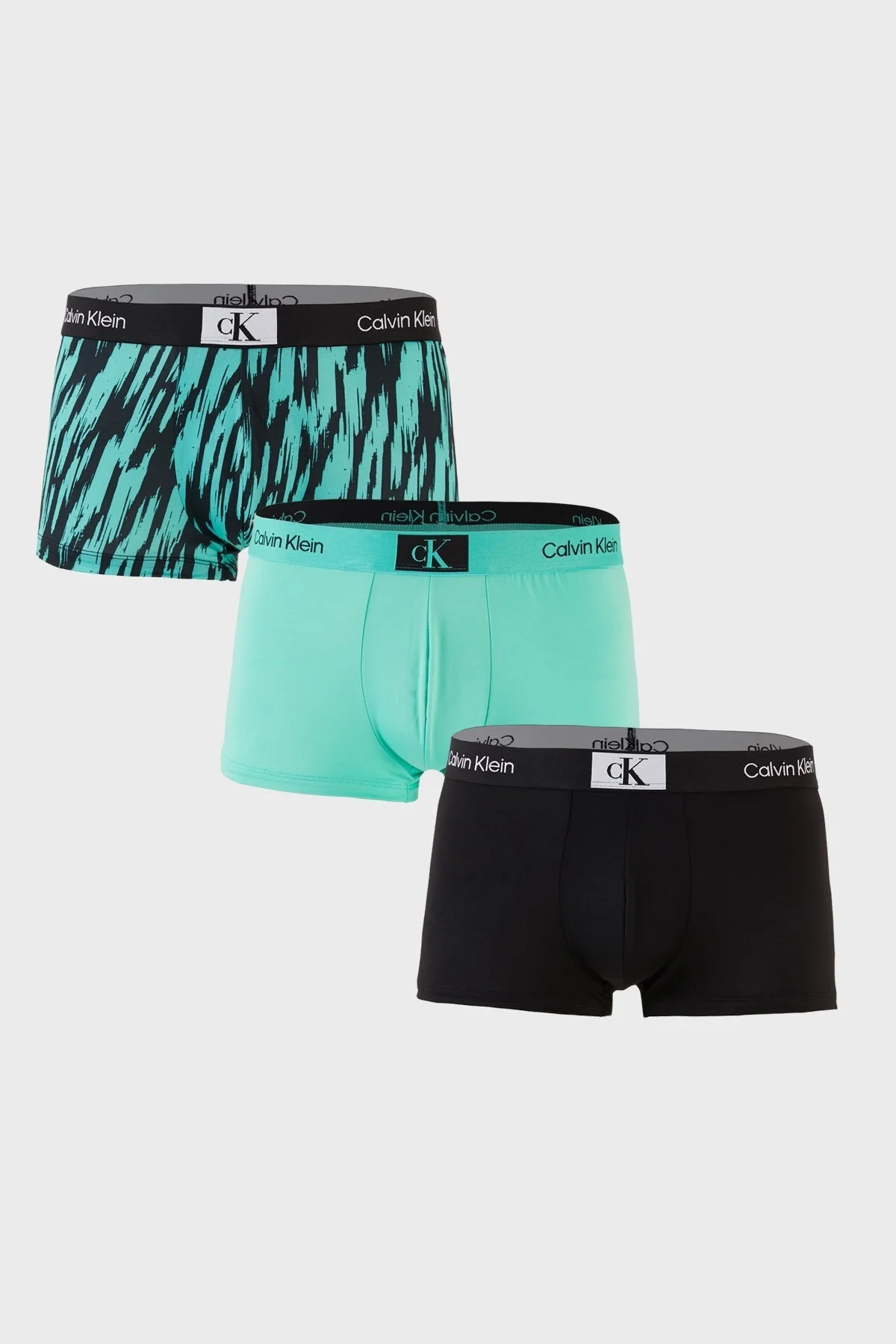 Calvin Klein Logolu 3 Pack 000NB3532ADXP Erkek Boxer 000NB3532A DXP SİYAH-YEŞİL - 1