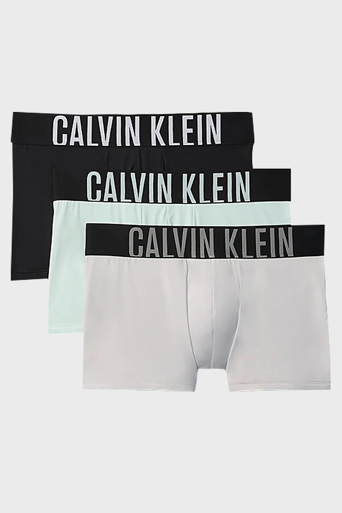 Calvin Klein Logolu 3 Pack 000NB3611A4UW Erkek Boxer 000NB3611A 4UW Siyah-Mint-Gri - 1