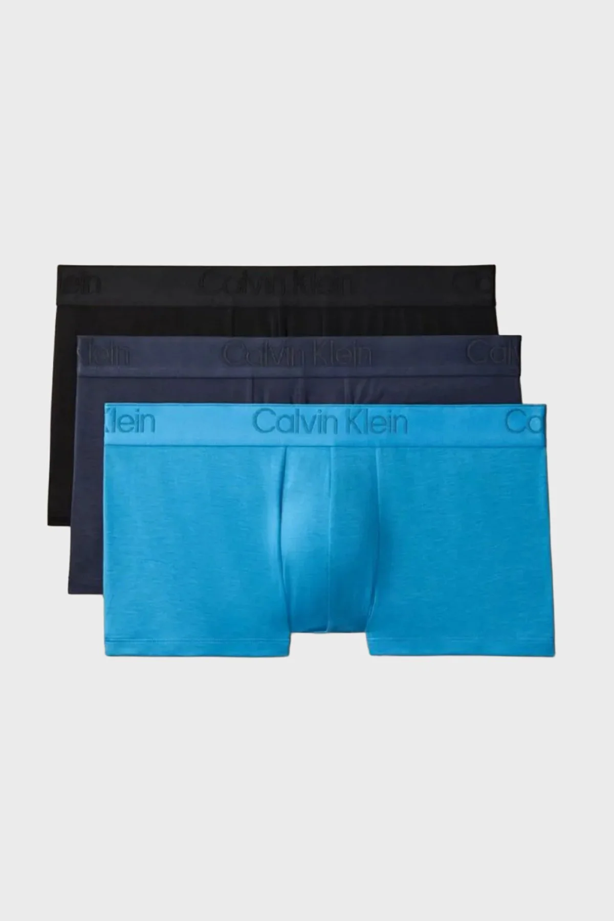 Calvin Klein Logolu 3 Pack 000NB3651A3UO Erkek Boxer 000NB3651A 3UO Siyah-Lacivert-Turkuaz - 1