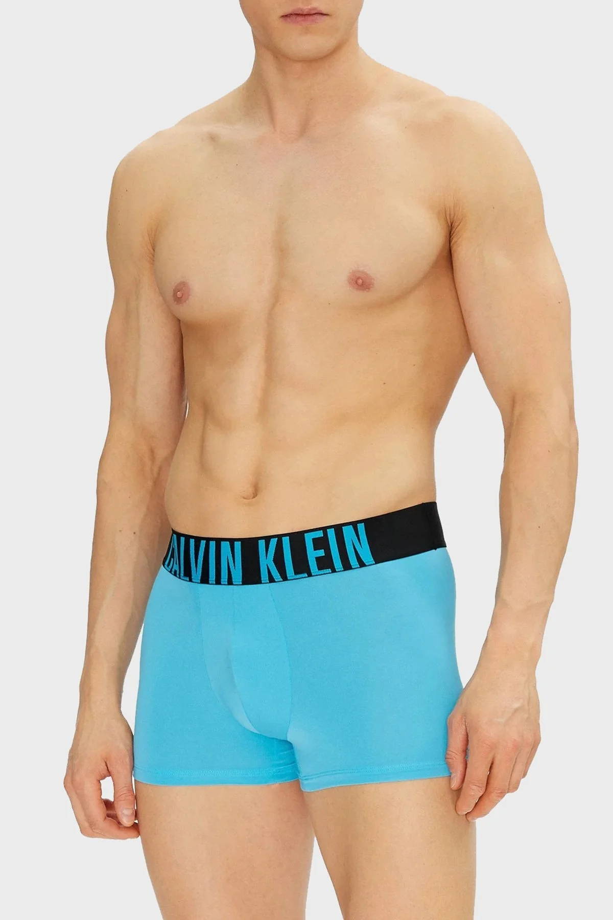 Calvin Klein Logolu 3 Pack 000NB3775AVVK Erkek Boxer 000NB3775A VVK Mavi-Gri-Siyah - 8