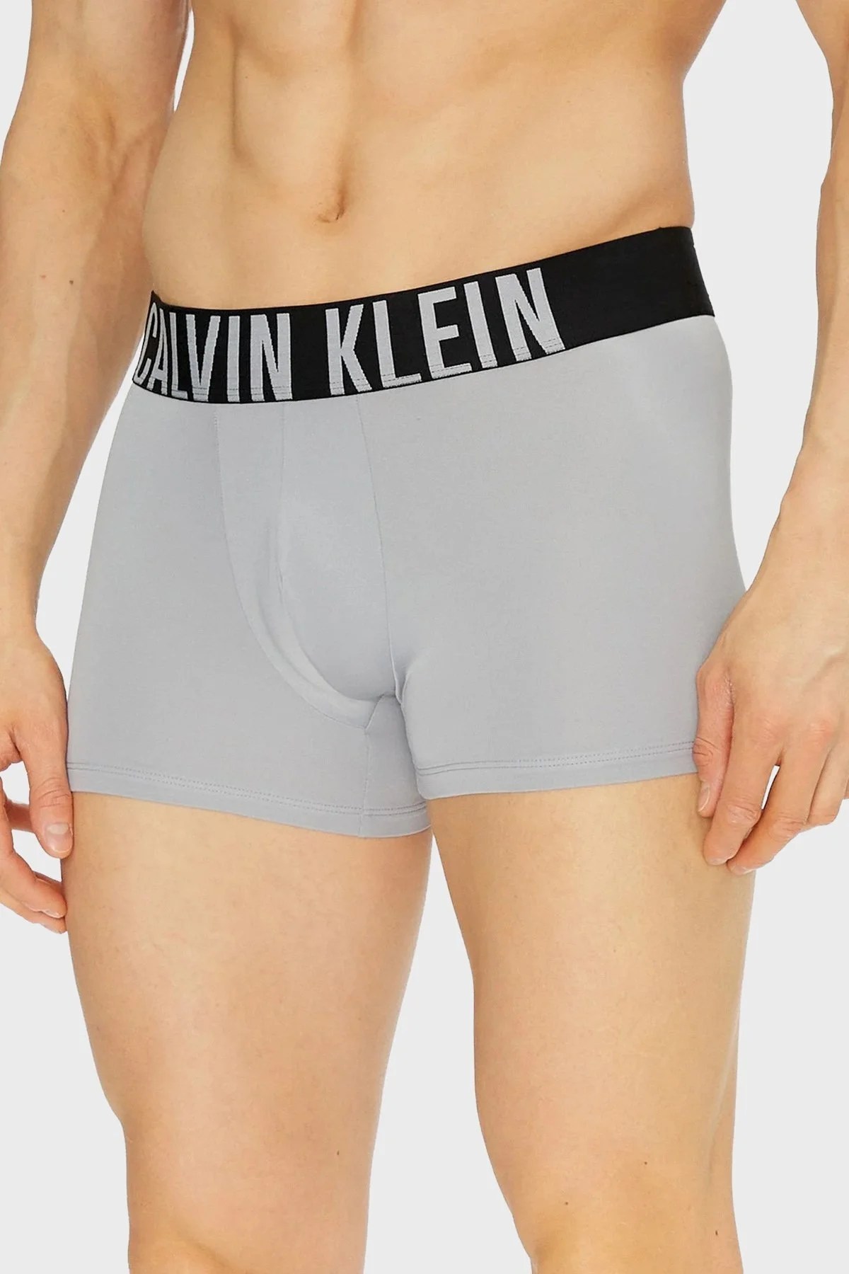 Calvin Klein Logolu 3 Pack 000NB3775AVVK Erkek Boxer 000NB3775A VVK Mavi-Gri-Siyah - 11