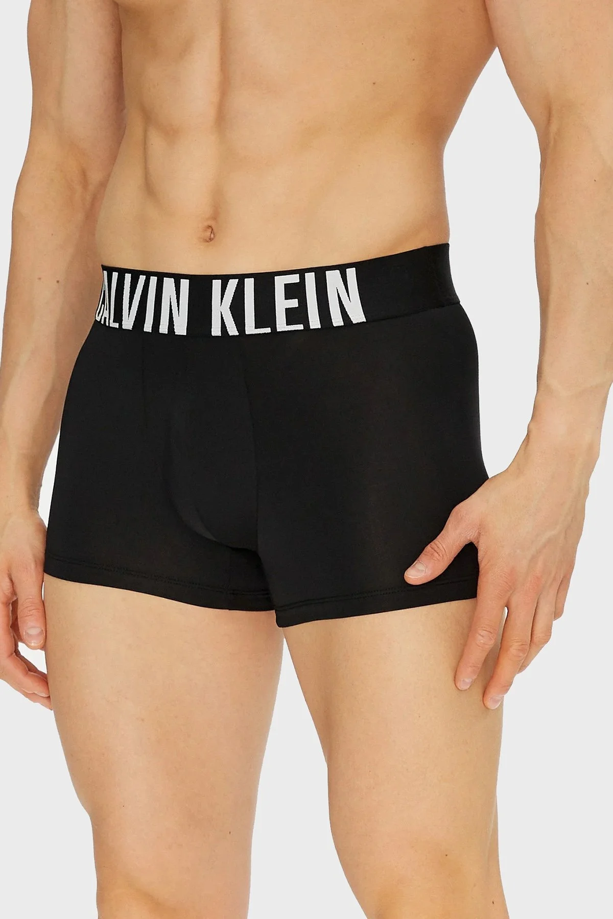 Calvin Klein Logolu 3 Pack 000NB3775AVVK Erkek Boxer 000NB3775A VVK Mavi-Gri-Siyah - 12