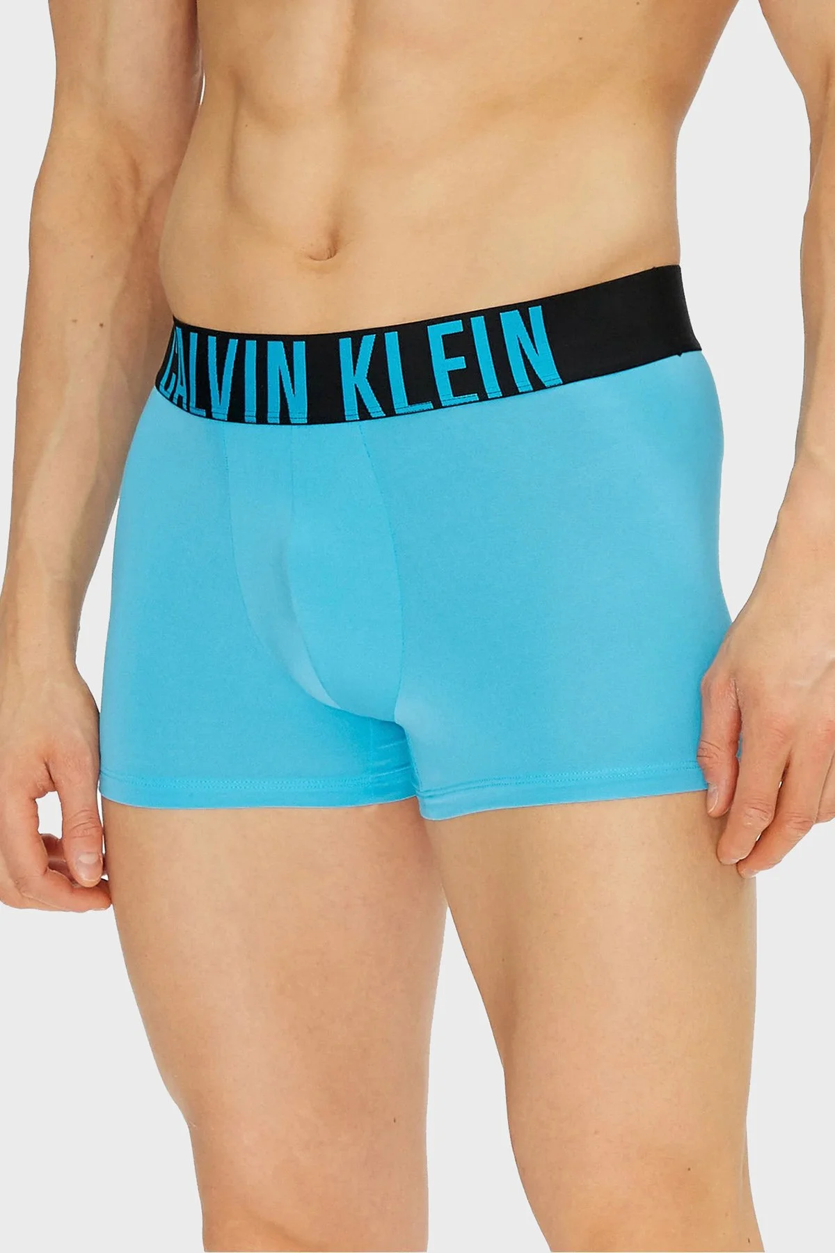 Calvin Klein Logolu 3 Pack 000NB3775AVVK Erkek Boxer 000NB3775A VVK Mavi-Gri-Siyah - 2
