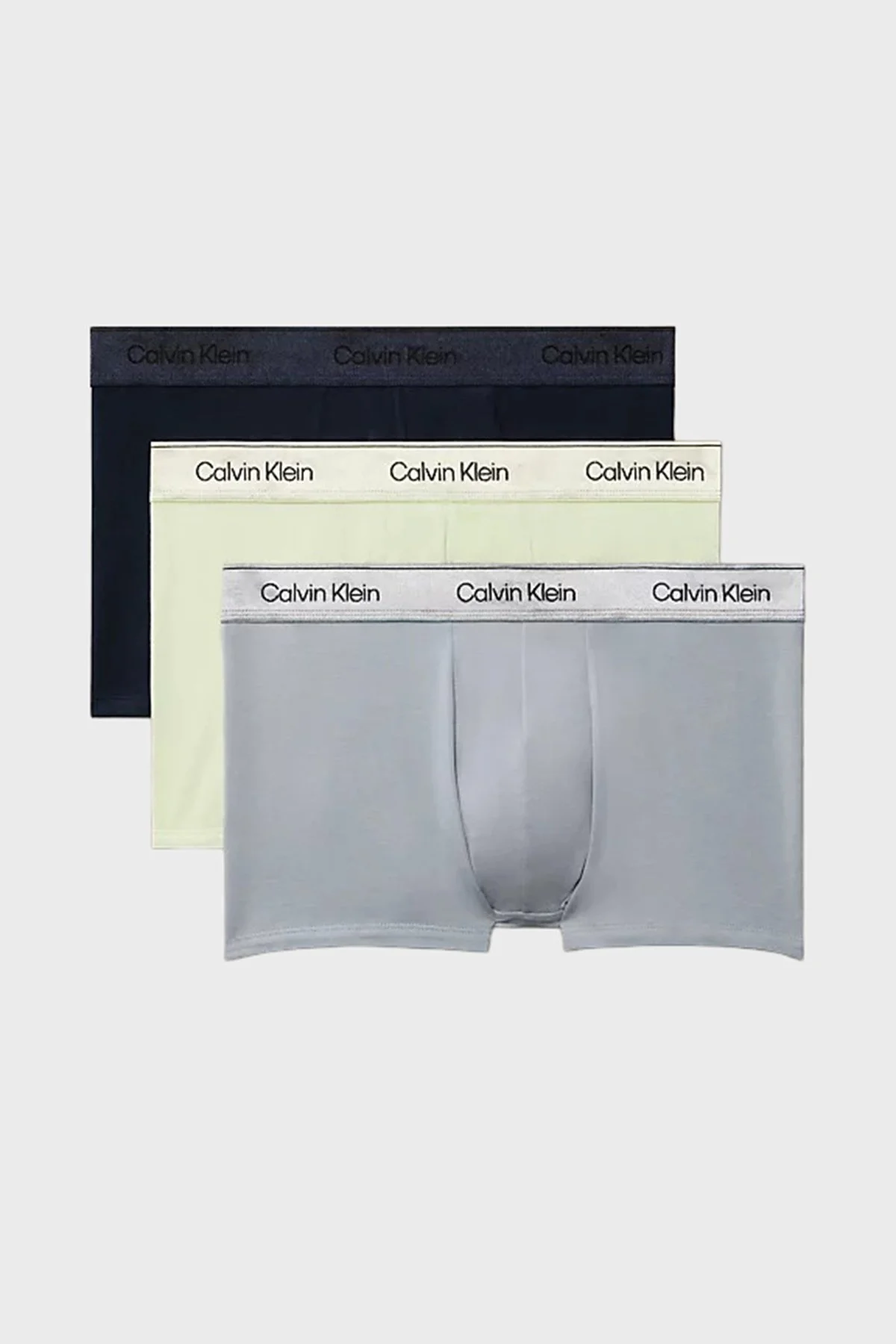 Calvin Klein Logolu 3 Pack LV00NB45754XR Erkek Boxer LV00NB4575 4XR Lacivert-sarı-gri - 1