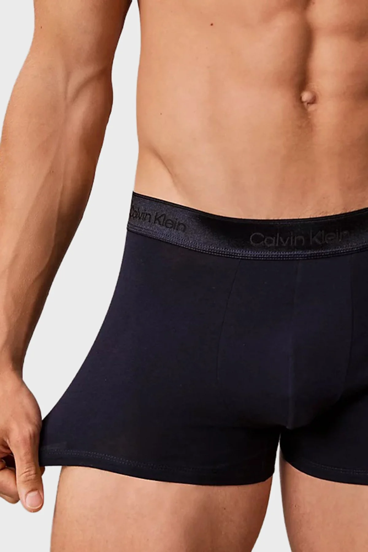 Calvin Klein Logolu 3 Pack LV00NB45754XR Erkek Boxer LV00NB4575 4XR Lacivert-sarı-gri - 2