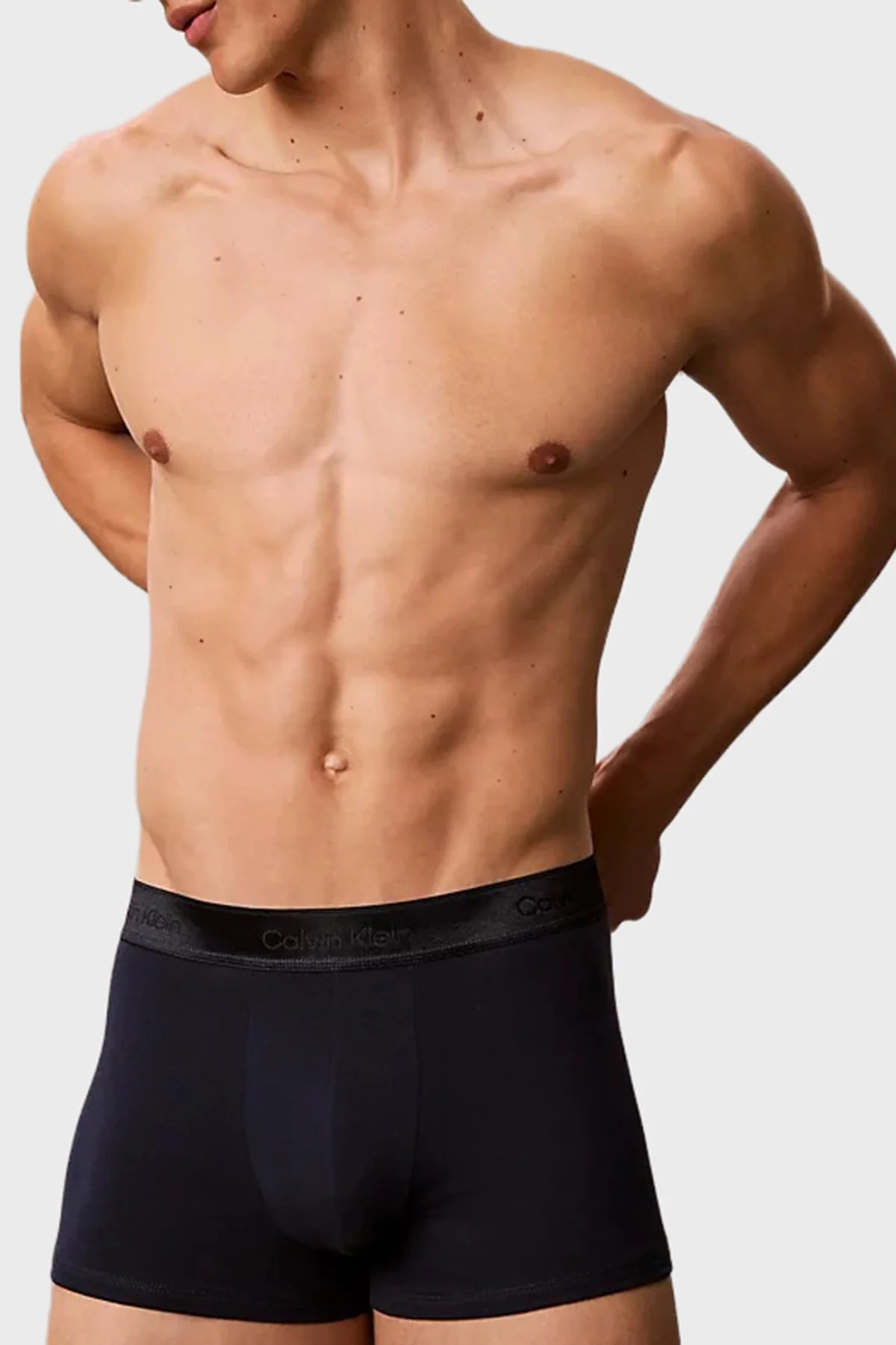Calvin Klein Logolu 3 Pack LV00NB45754XR Erkek Boxer LV00NB4575 4XR Lacivert-sarı-gri - 3