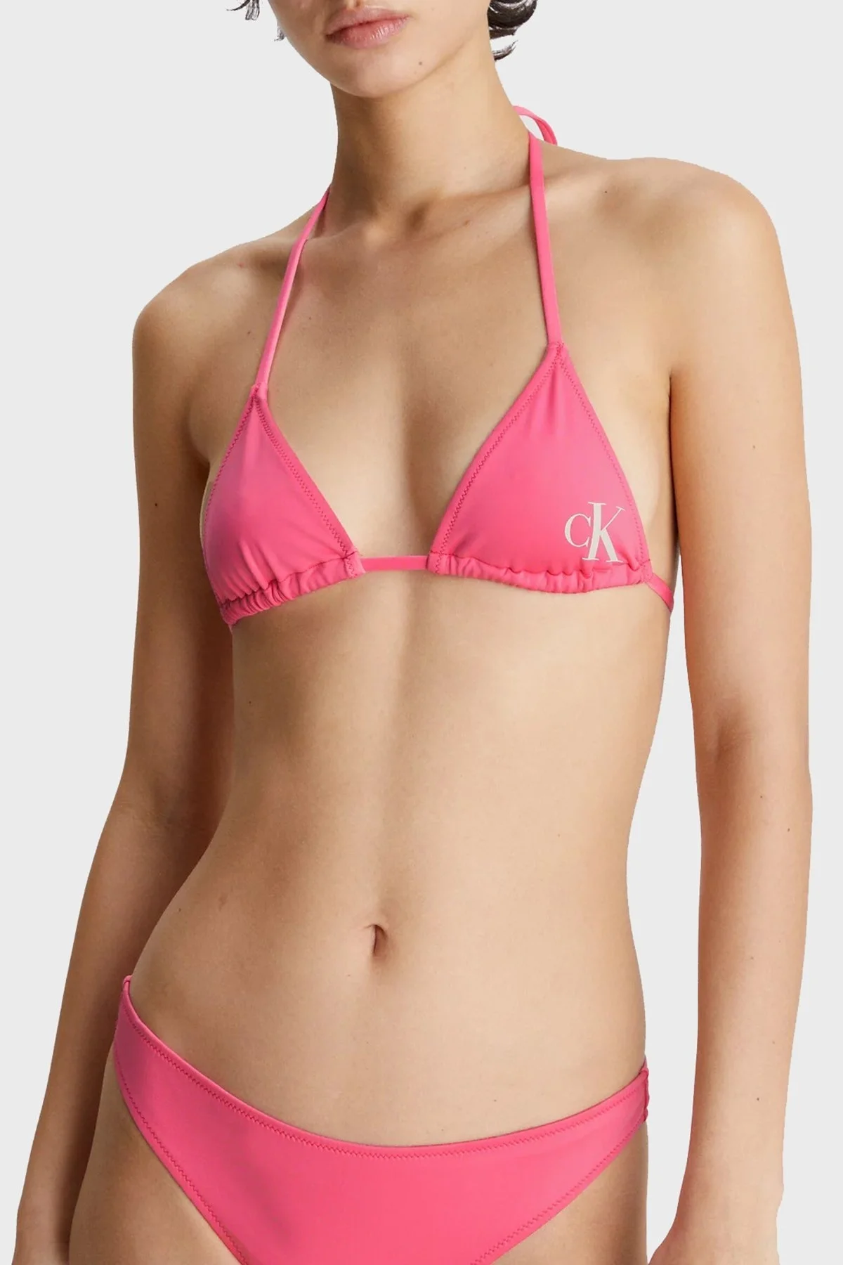 Calvin Klein Logolu Astarlı Üçgen KW0KW02054XI1 Bayan Bikini Üstü KW0KW02054 XI1 PEMBE - 1