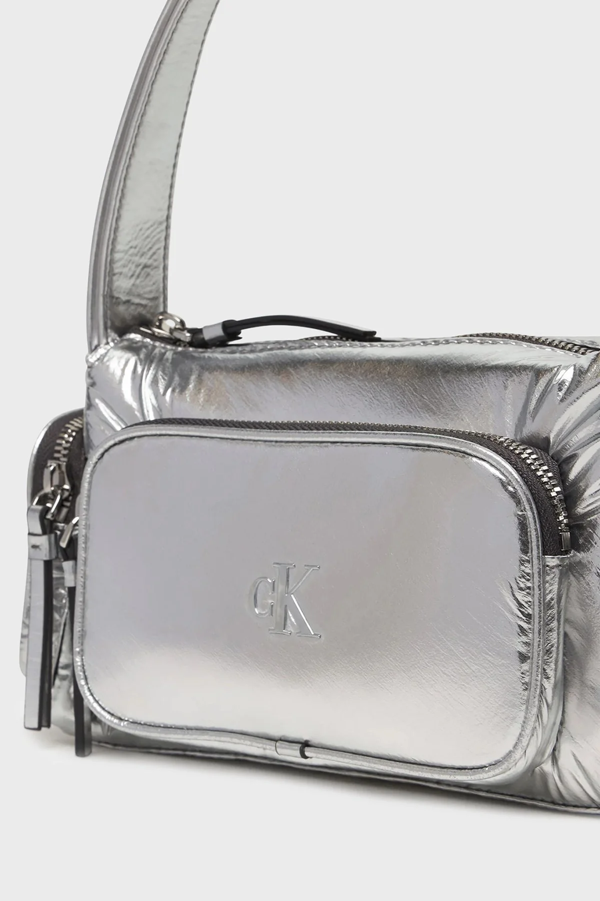 Calvin Klein Logolu Ayarlanabilir Askılı LV04F3443GBY2 Bayan Çanta LV04F3443G BY2 GÜMÜŞ - 5