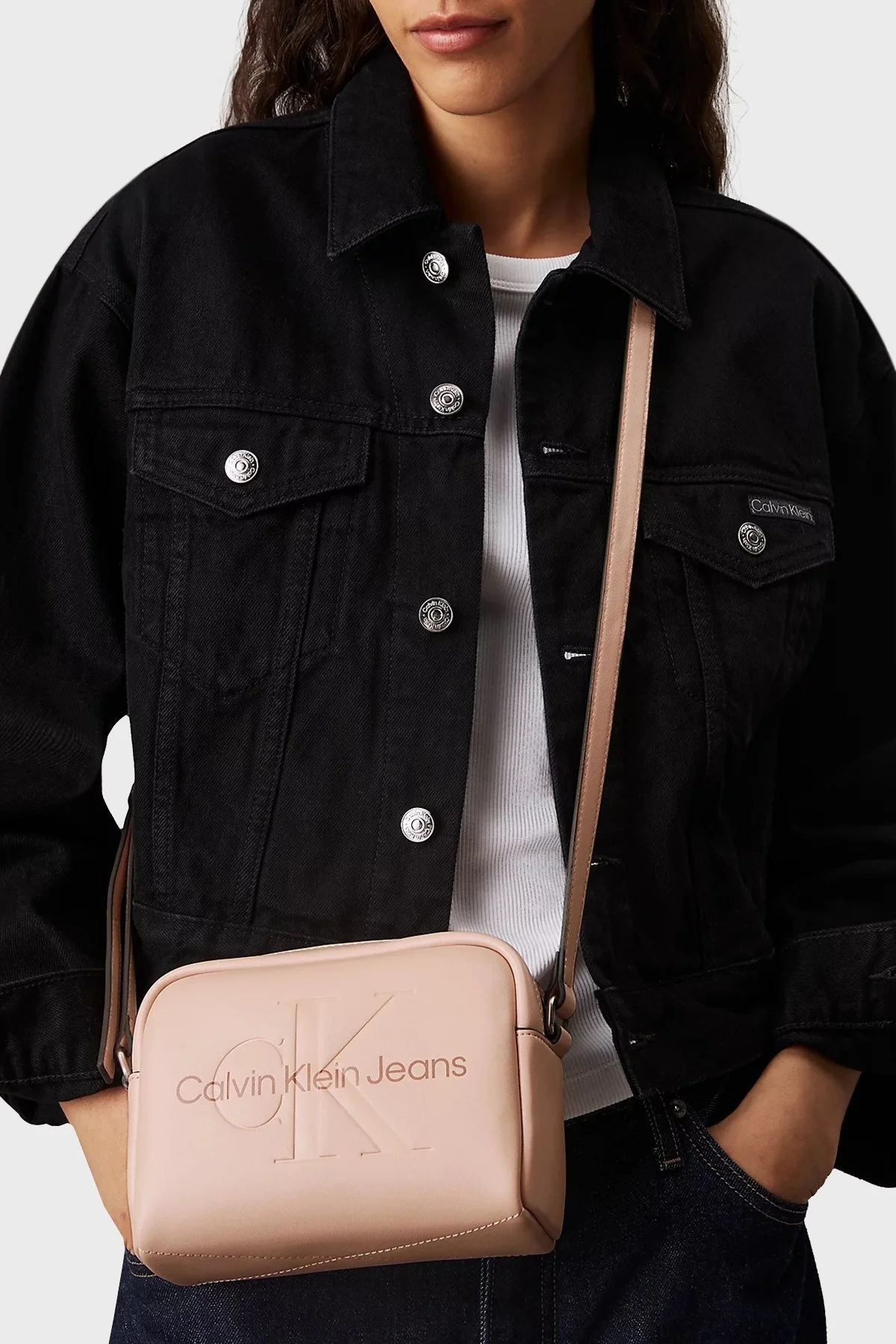 Calvin Klein Logolu Ayarlanabilir Çapraz Askılı K60K6122200JX Bayan Çanta K60K612220 0JX PUDRA - 8