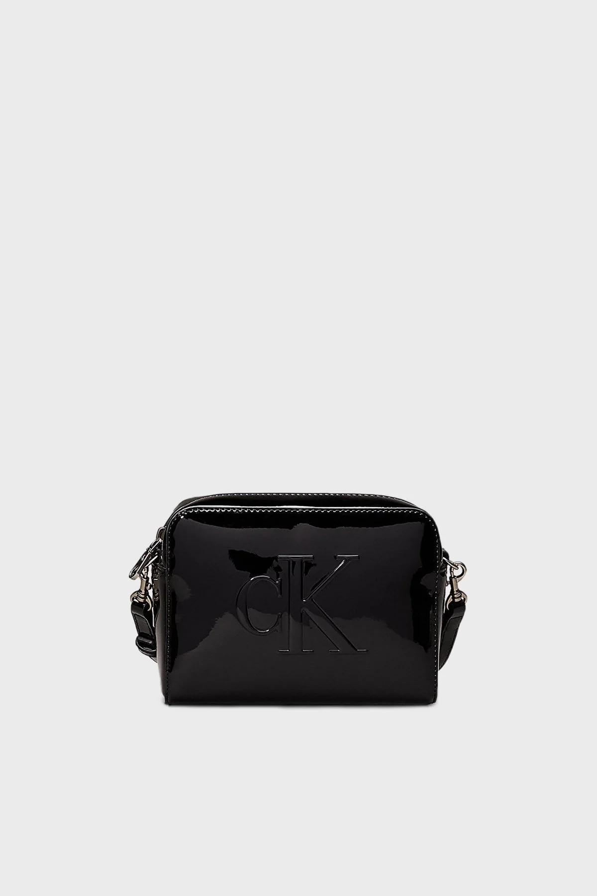 Calvin Klein Logolu Ayarlanabilir Çapraz Askılı Rugan K60K613054BEH Bayan Çanta K60K613054 BEH SİYAH - 1