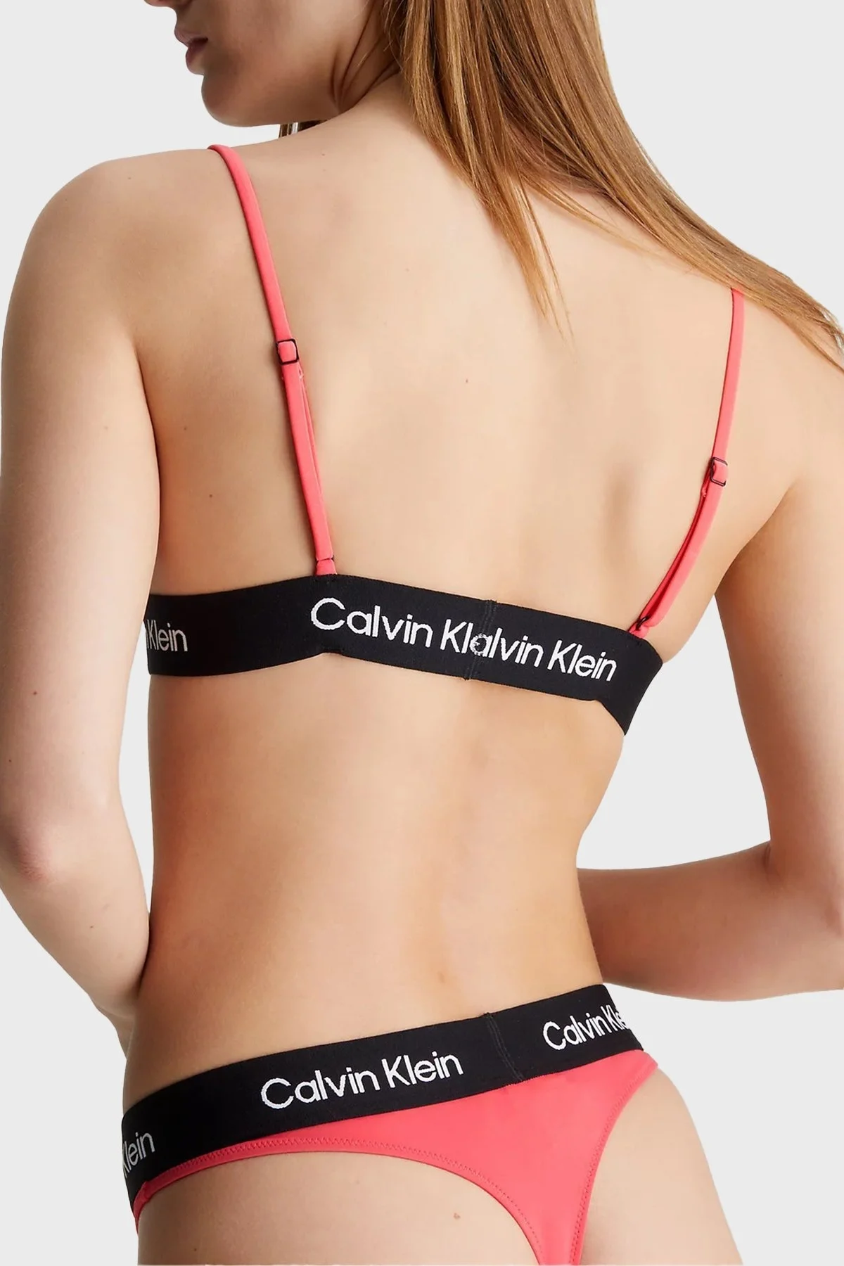 Calvin Klein Logolu Ayarlanabilir Omuz Askılı KW0KW02451TBK Bayan Bikini Üstü KW0KW02451 TBK MERCAN - 7
