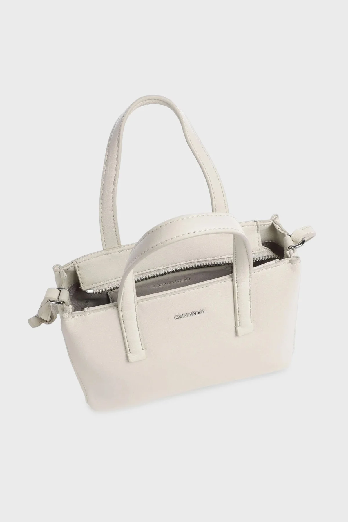 Calvin Klein Logolu Ayarlanabilir Omuz Askılı Mini Tote K60K611873PC4 Bayan Çanta K60K611873 PC4 EKRU - 4