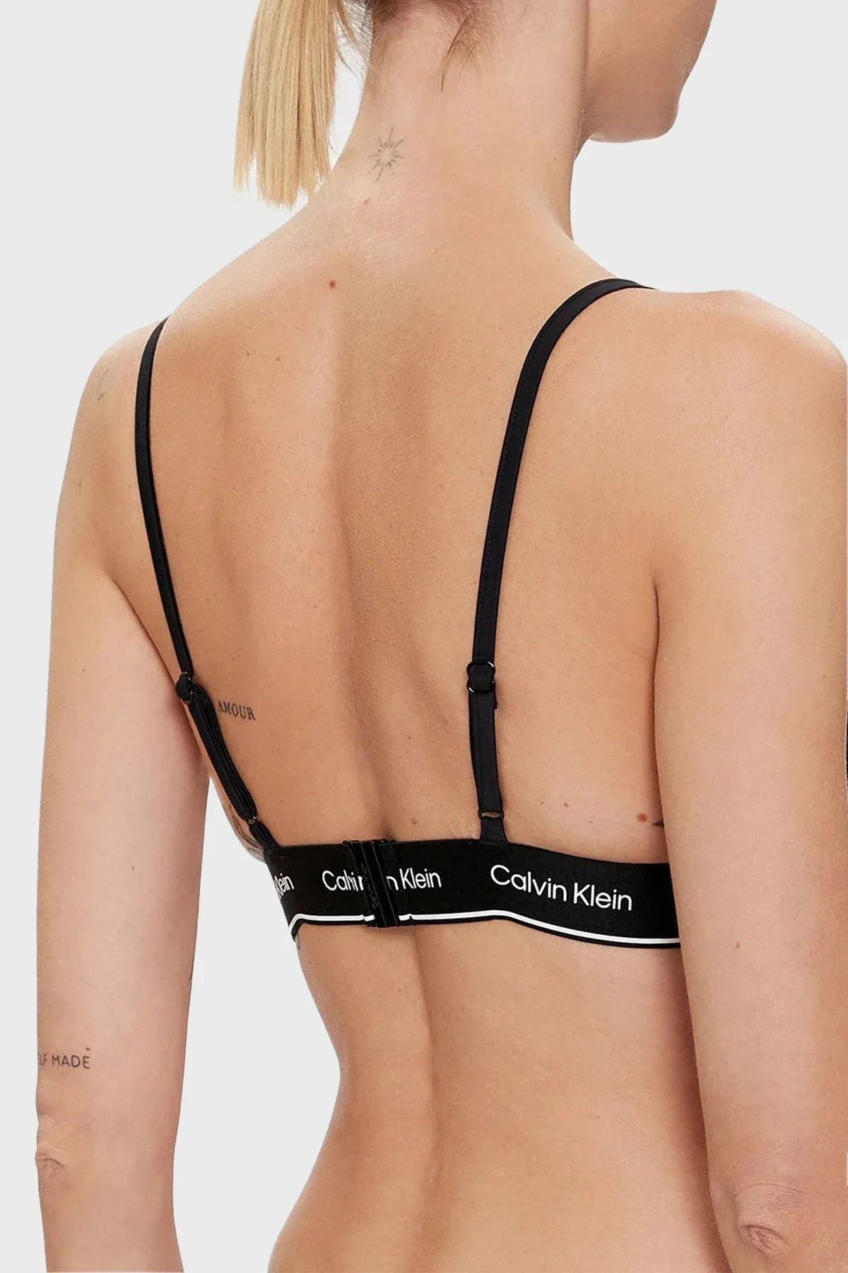 Calvin Klein Logolu Ayarlanabilir Omuz Askılı Üçgen KW0KW02424BEH Bayan Bikini Üstü KW0KW02424 BEH SİYAH - 3