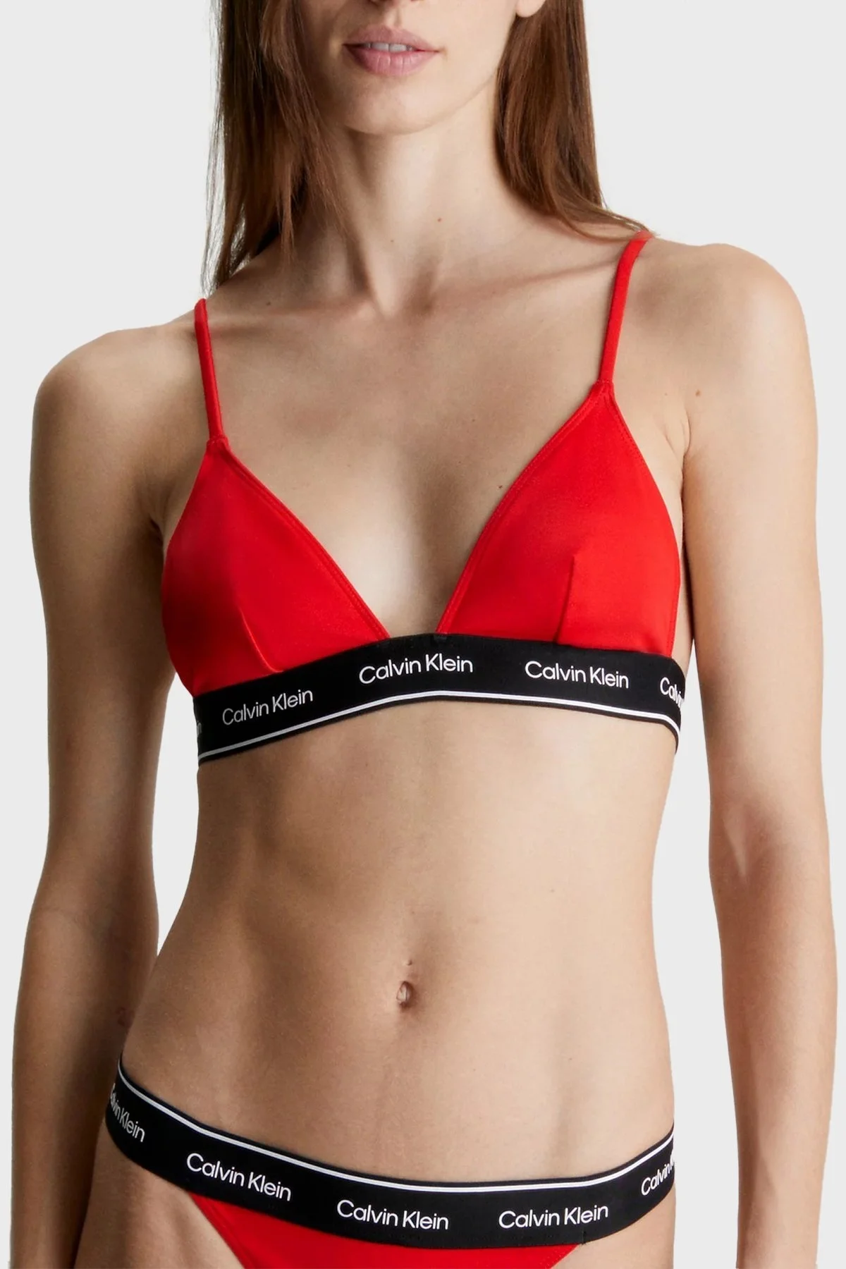 Calvin Klein Logolu Ayarlanabilir Omuz Askılı Üçgen KW0KW02424XNE Bayan Bikini Üstü KW0KW02424 XNE KIRMIZI - 1