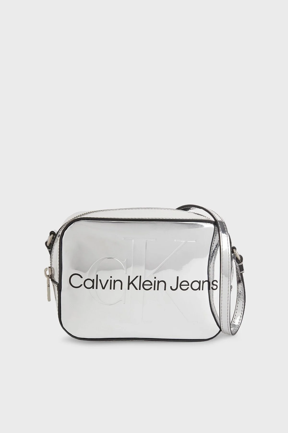 Calvin Klein Logolu Aynalı Ayarlanabilir Askılı Bayan Çanta K60K610396 01O SİYAH-GÜMÜŞ - 1