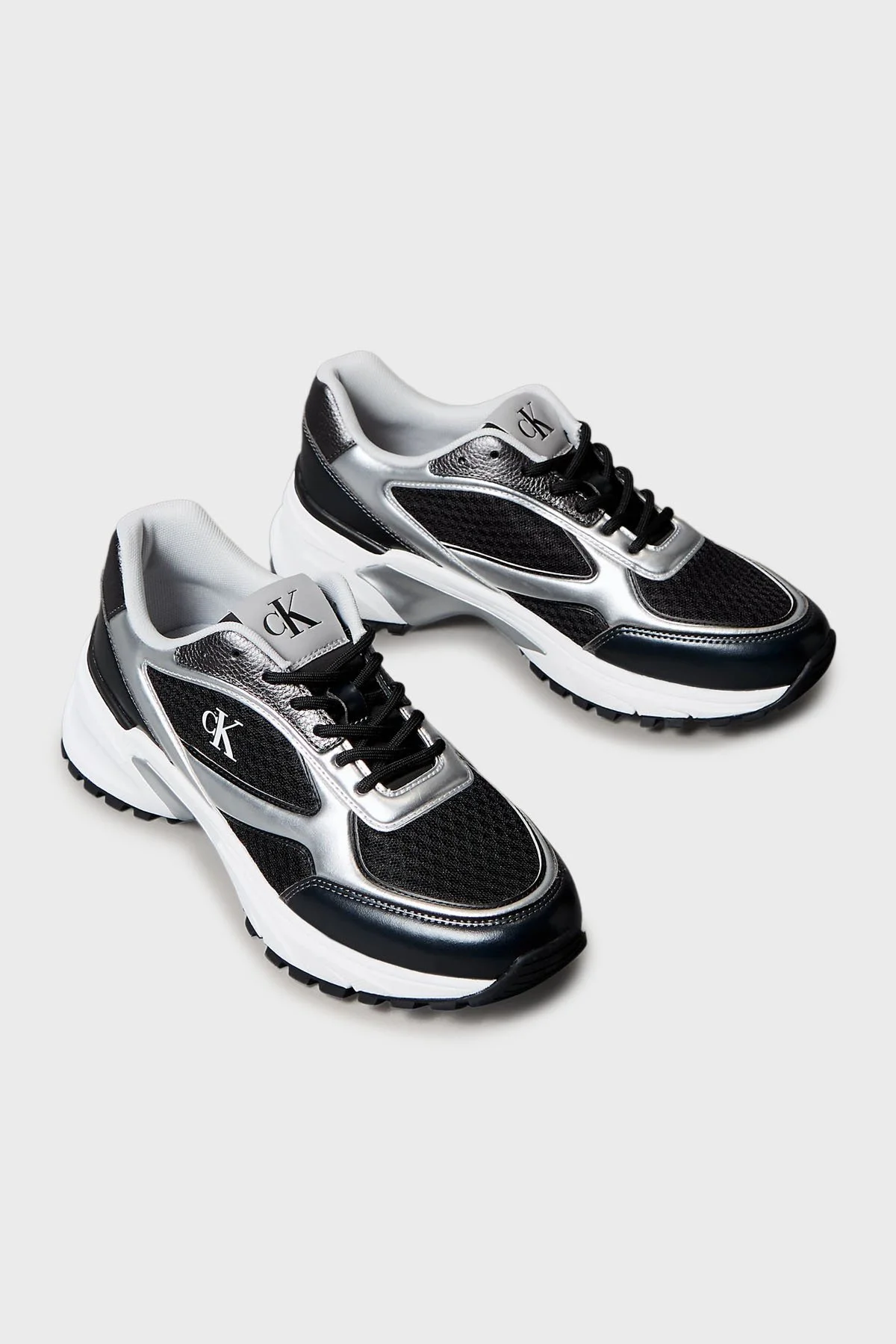 Calvin Klein Logolu Bağcıklı Sneaker YM0YM0140201L Erkek Ayakkabı YM0YM01402 01L SİYAH-GÜMÜŞ - 3
