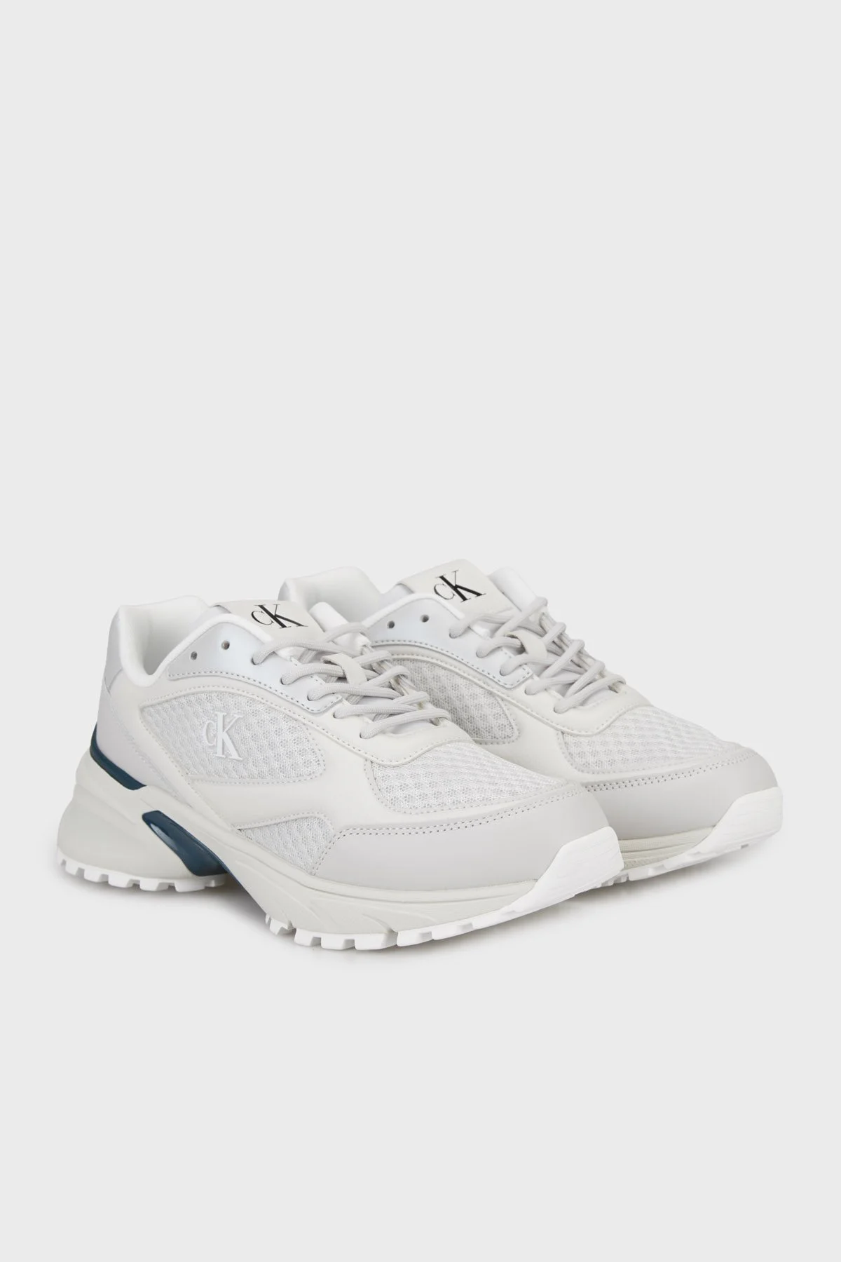 Calvin Klein Logolu Bağcıklı Sneaker YM0YM014510IS Erkek Ayakkabı YM0YM01451 0IS BEYAZ-GRİ - 3